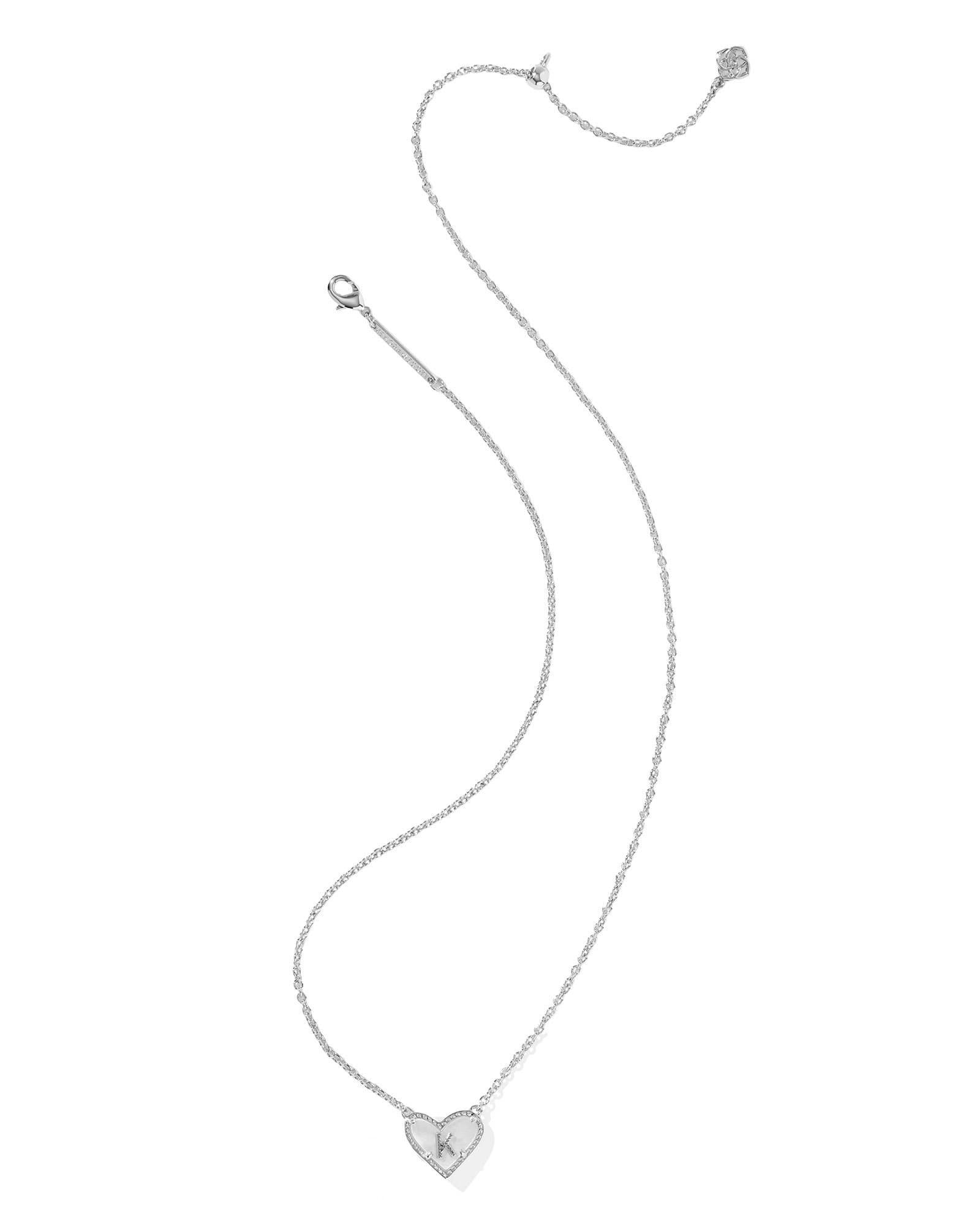 Ari Heart Letter C Silver Short Pendant Necklace Product Image
