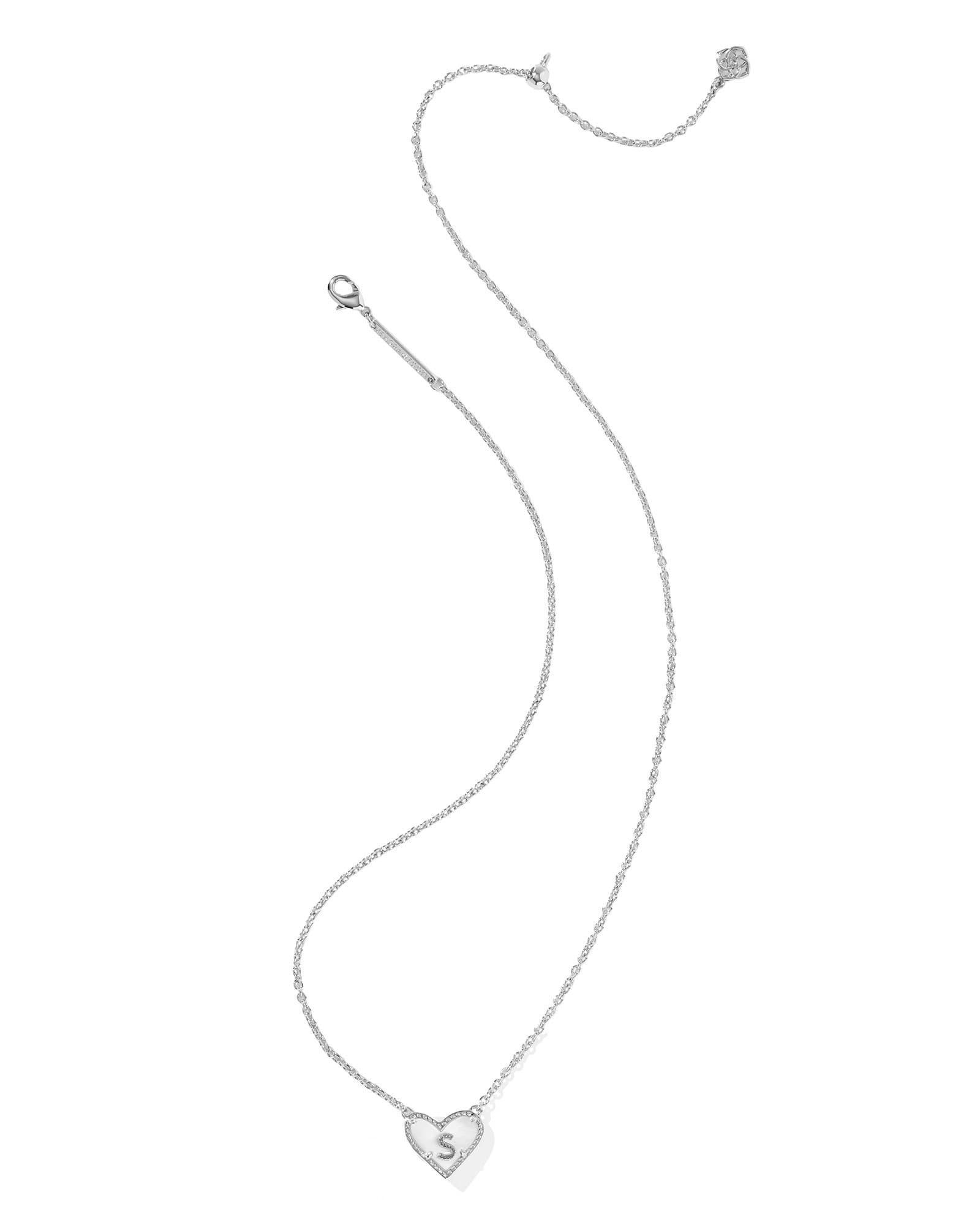 Ari Heart Letter S Silver Short Pendant Necklace Product Image