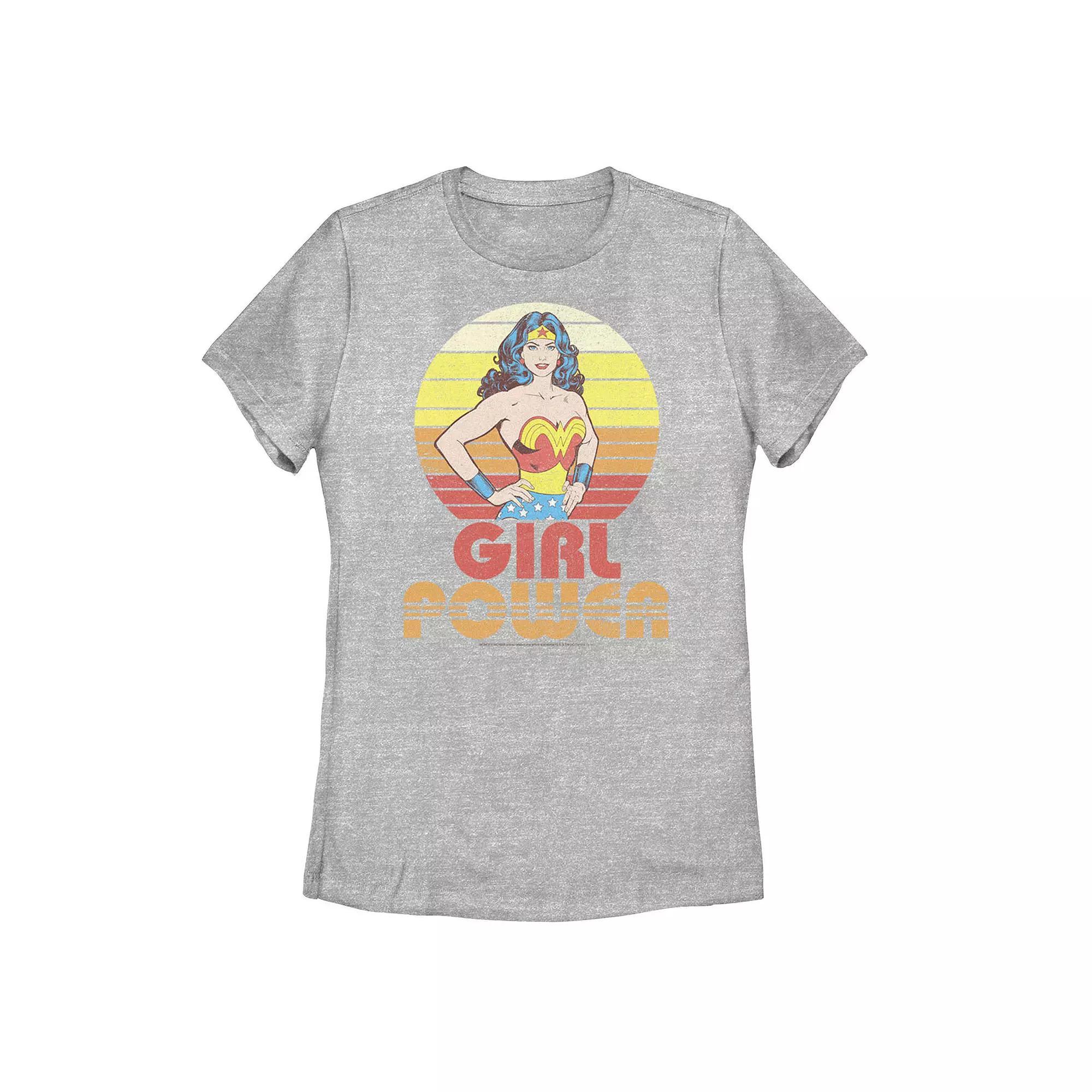 Juniors' DC Comics Wonder Woman "Girl Power" Sunset Graphic Tee, Girl's, Size: Large, Athletic Grey Product Image