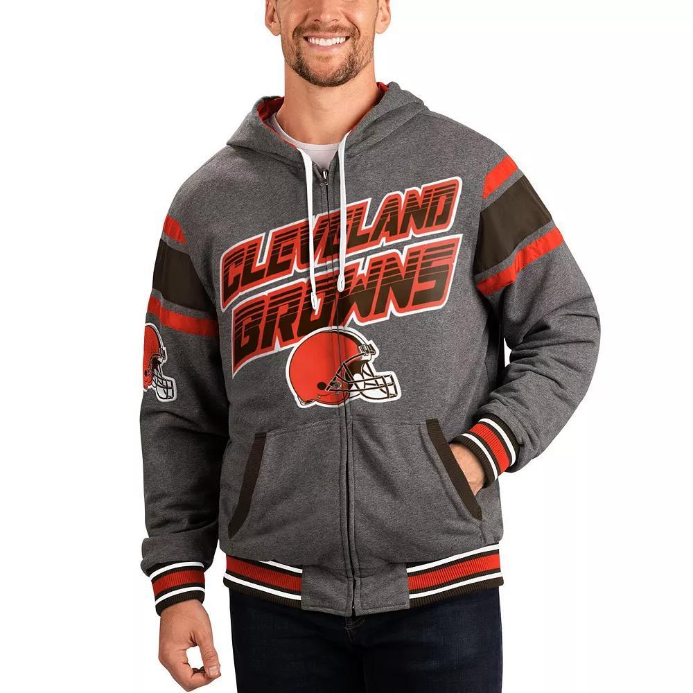 Men's G-III Sports by Carl Banks Brown/Gray Cleveland Browns Extreme Full Back Reversible Hoodie Full-Zip Jacket, Size: Medium Product Image