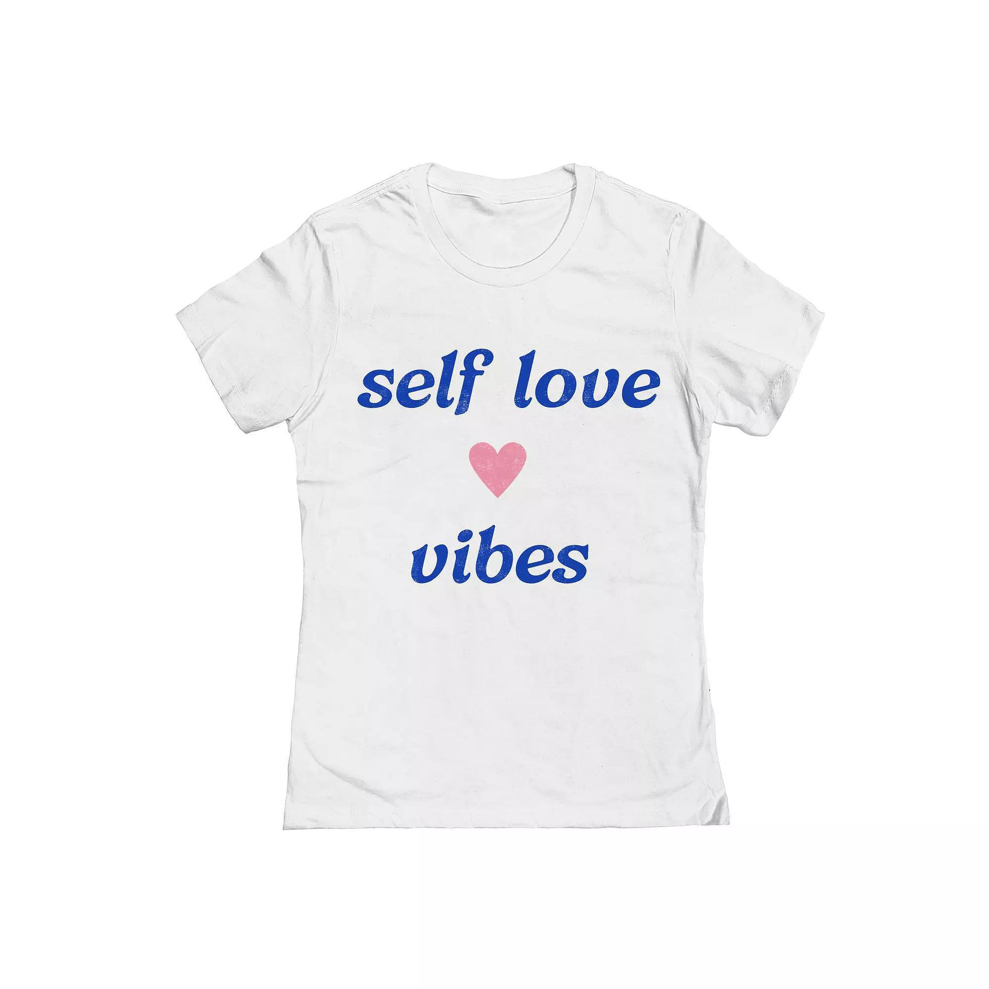Junior's Self Love Vibes Valentine's Day Graphic Tee, Women's, Size: Large, White Product Image