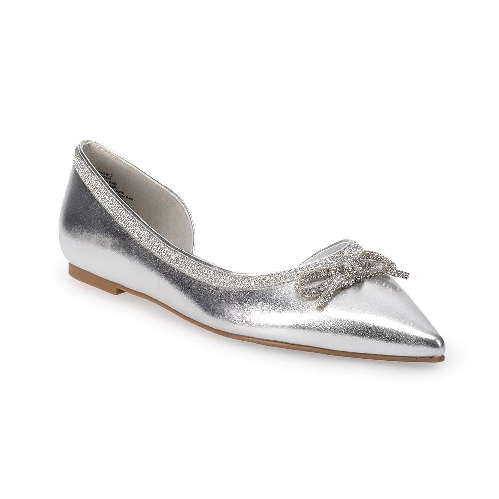 Apt. 9® Emmalyn Women's Pointed Toe Bow Flats, Size: 5, Silver Product Image