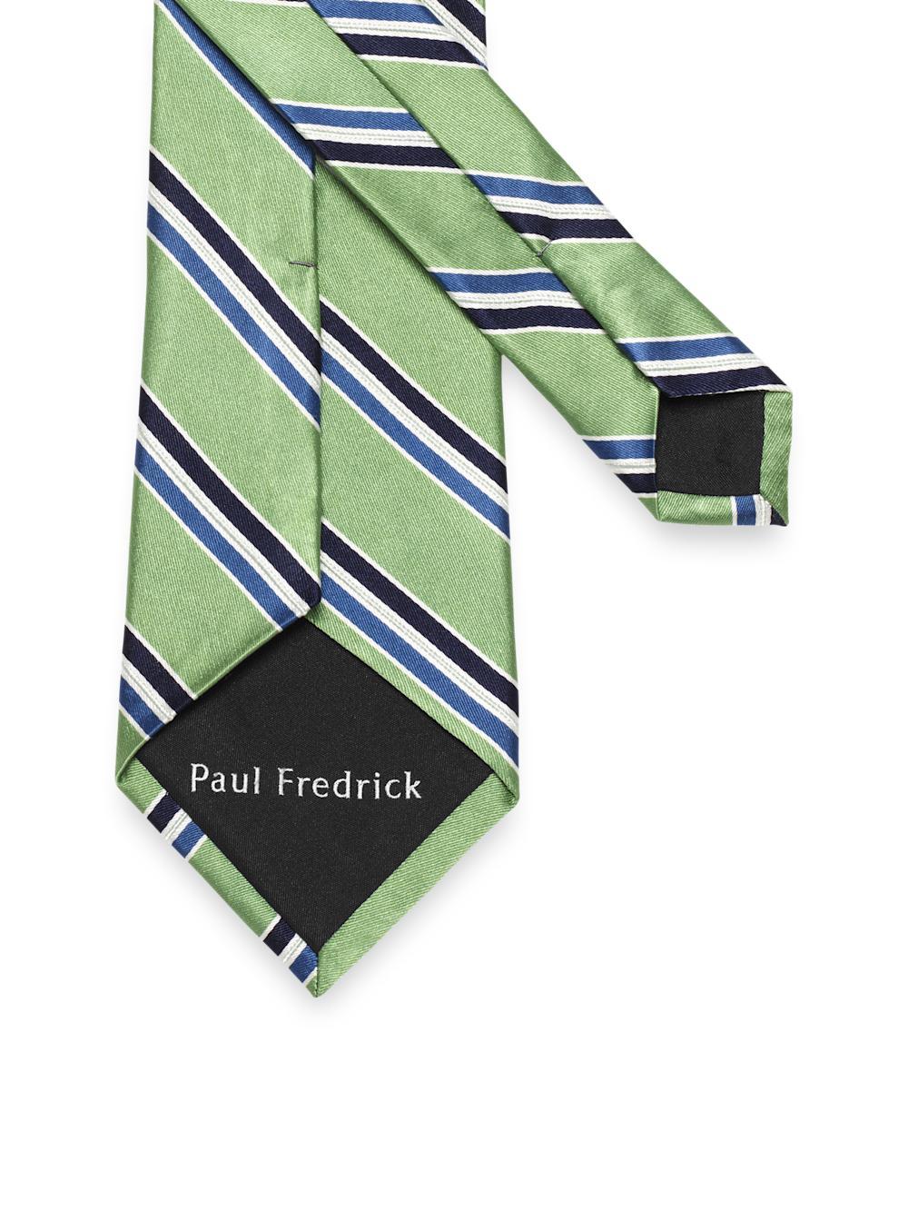 Stripe Woven Silk Tie - Green/blue Product Image