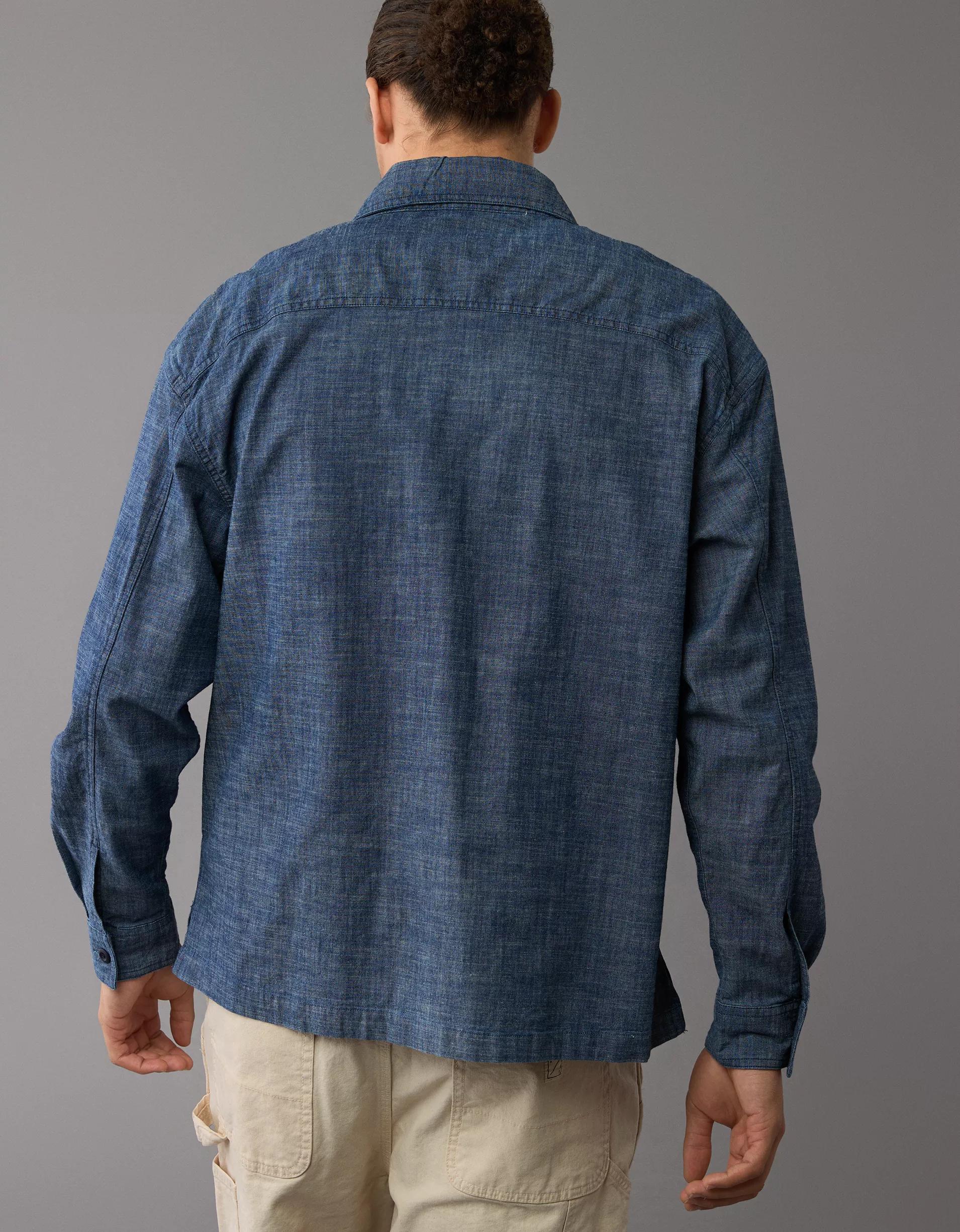 AE Stretch Chambray Long-Sleeve Button-Up Shirt Product Image