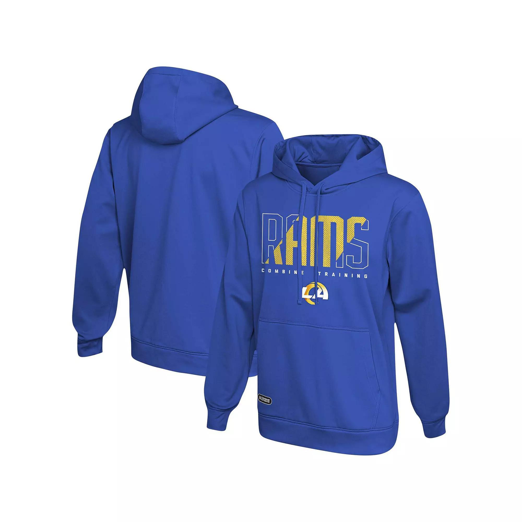 Men's Royal Los Angeles Rams Backfield Combine Authentic Pullover Hoodie, Size: XL, Blue Product Image