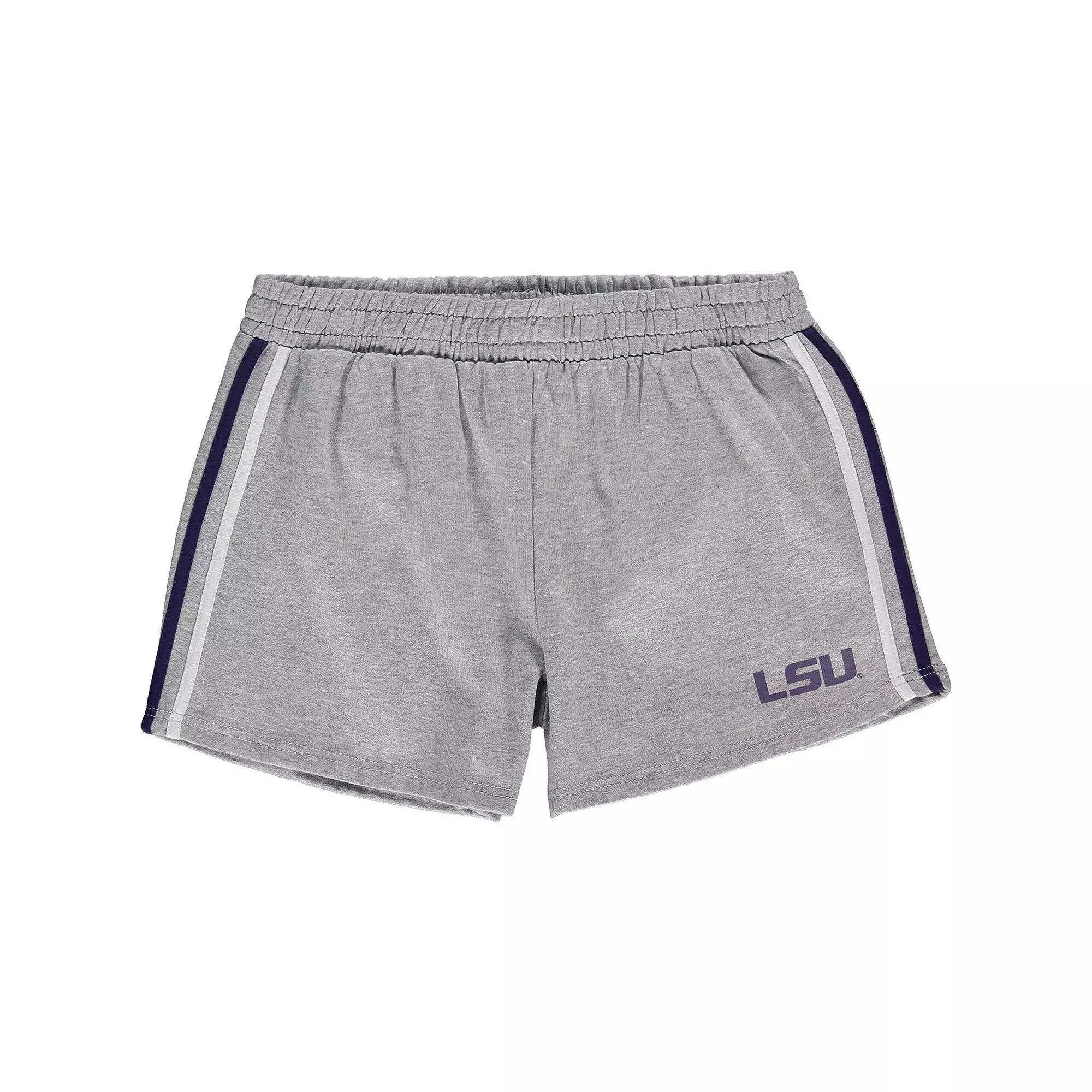 Women's Heathered Gray LSU Tigers Plus Size 2-Stripes Shorts, Size: 1XL, Grey Product Image