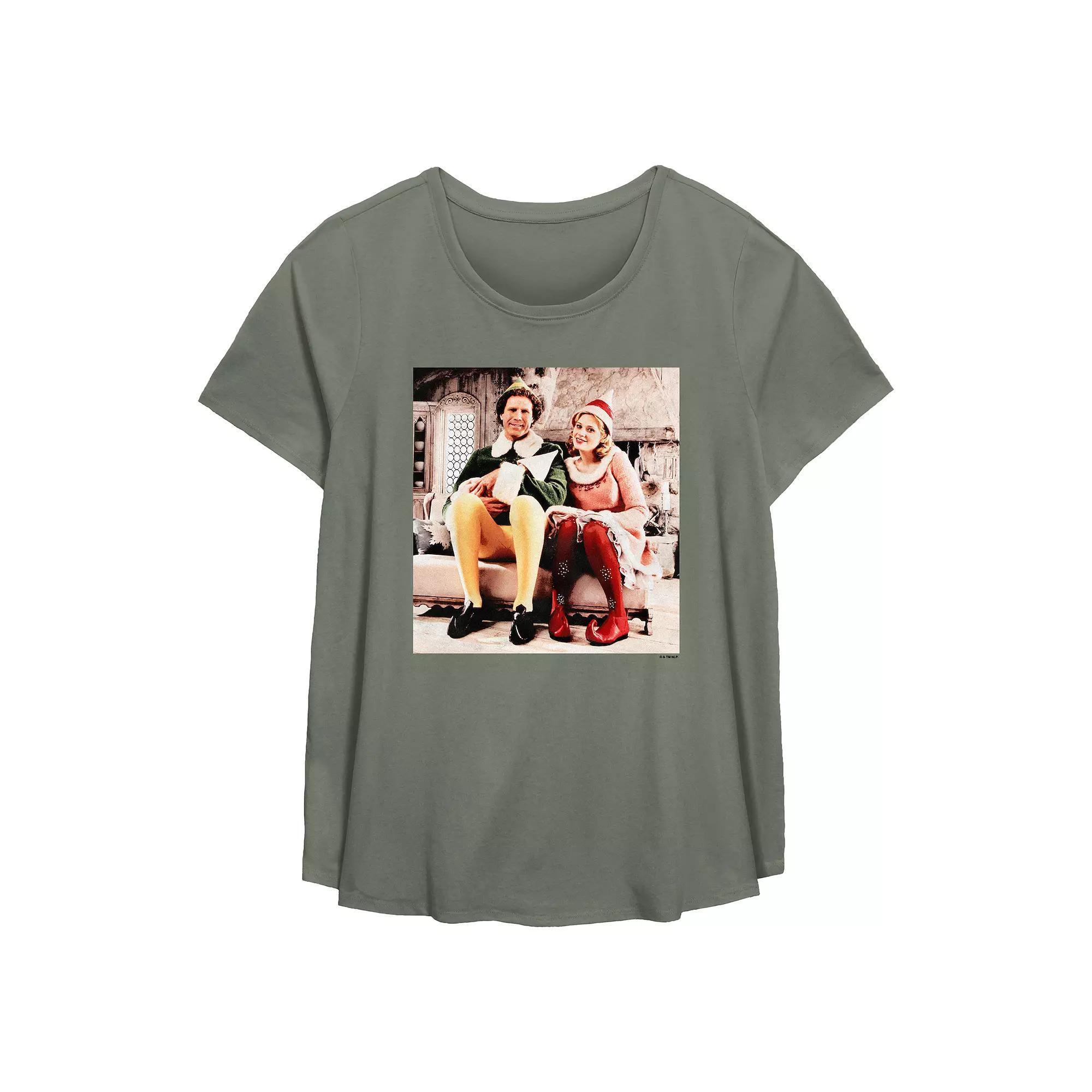 Plus Size Elf Buddy And Jovie Portrait Flowy Graphic Tee, Women's, Size: 0X, Green Product Image