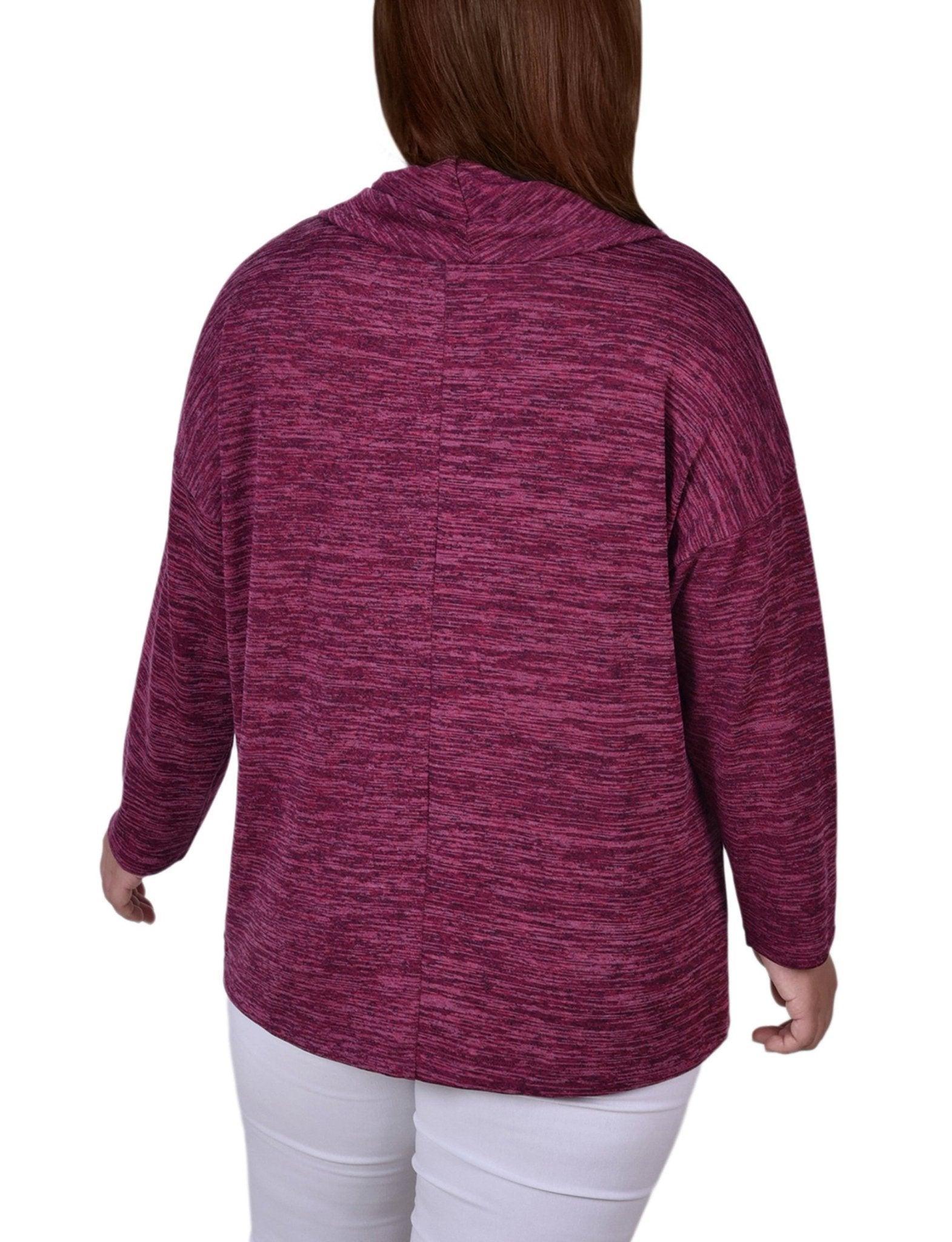 Burgundy 3/4 Sleeve Blouse With Necklace - Petite Product Image