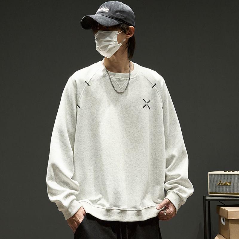 Crew Neck Embroidered Sweatshirt Product Image