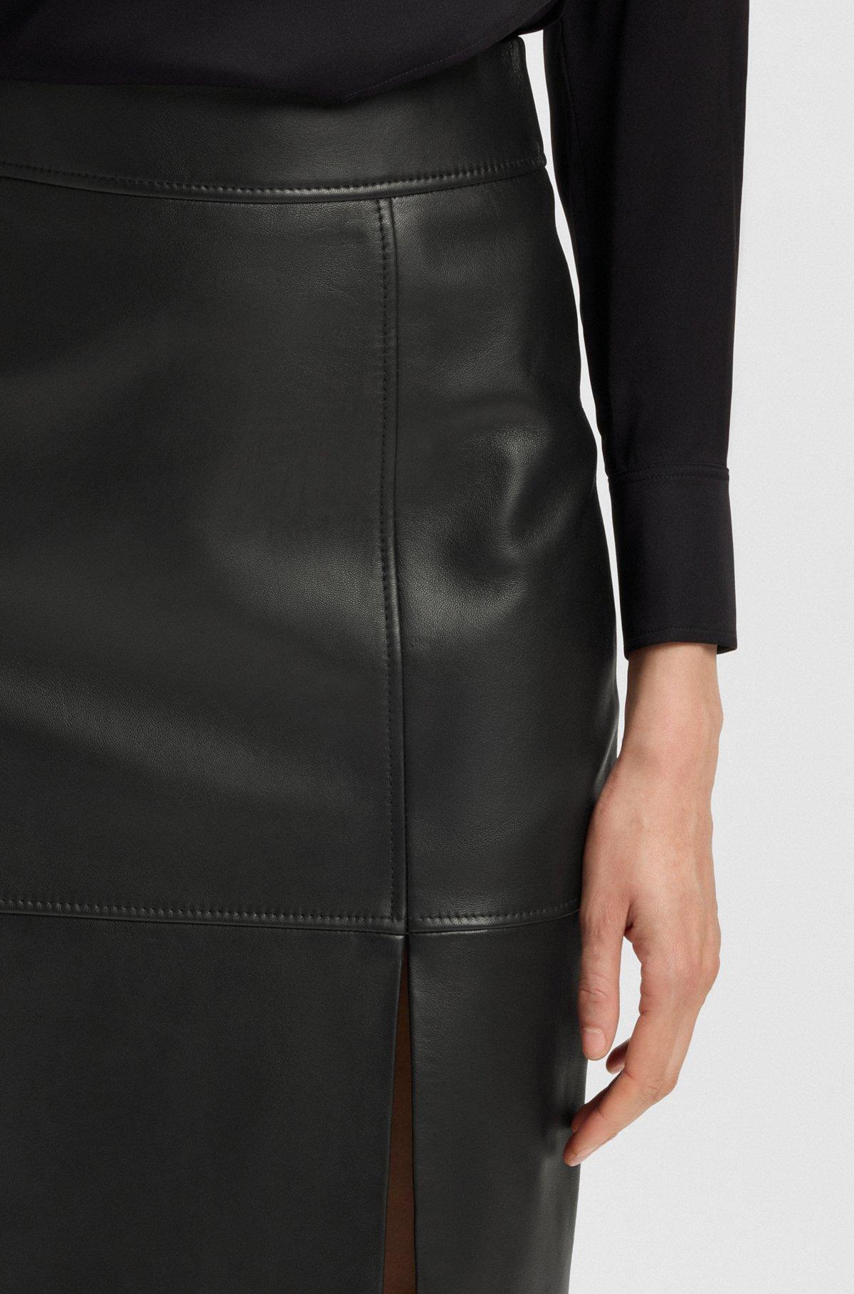 Slim-fit pencil skirt in grained leather Product Image