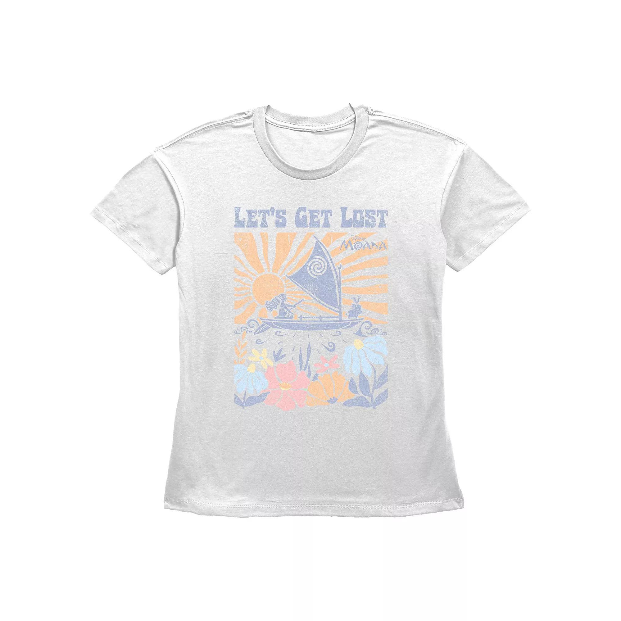 Disney's Moana Let's Get Lost Sailing Women's Graphic Tee, Size: Large, White Product Image