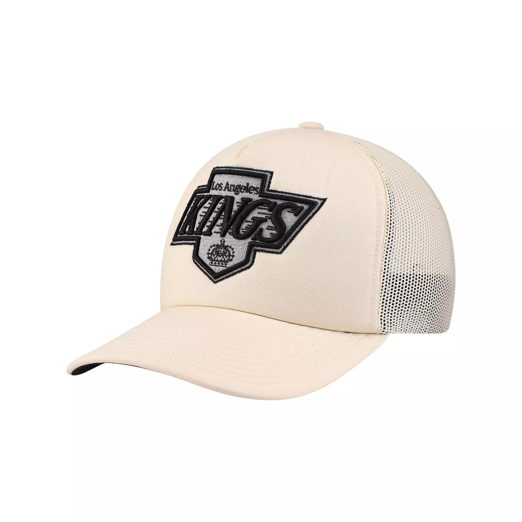 Men's Mitchell & Ness Cream Los Angeles Kings Foam Front Trucker Adjustable Hat, Kgs Beige Product Image