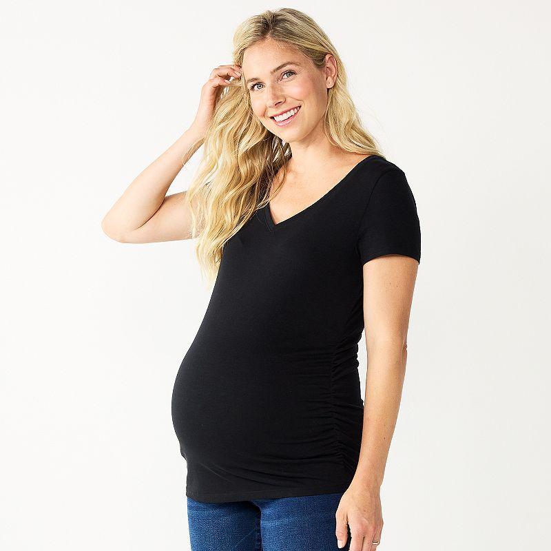 Maternity Sonoma Goods For Life® Essential V-Neck Tee, Women's, Size: XS-MAT, Grey Product Image