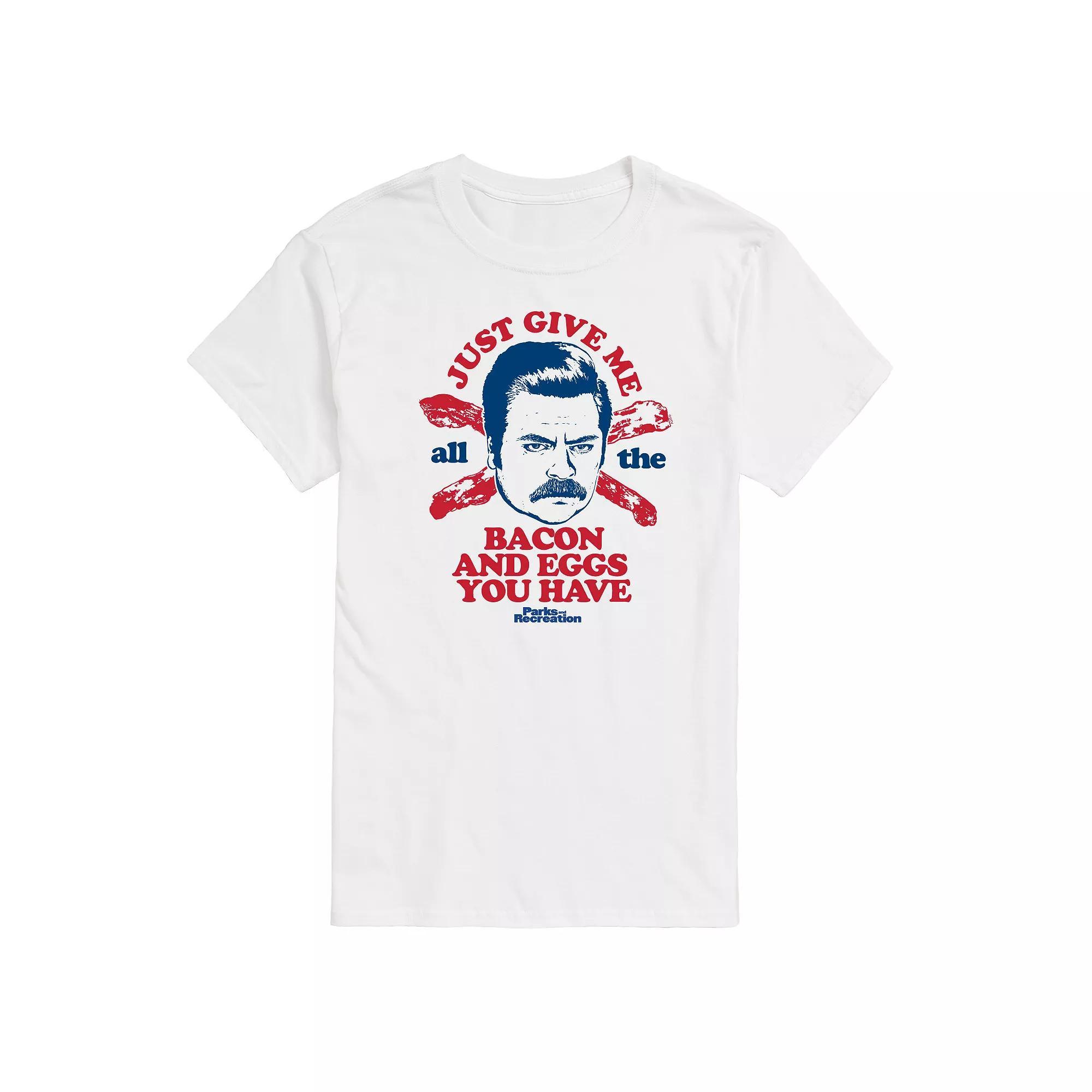 Big & Tall Parks And Recs Ron Bacon Eggs Graphic Tee, Mens Product Image