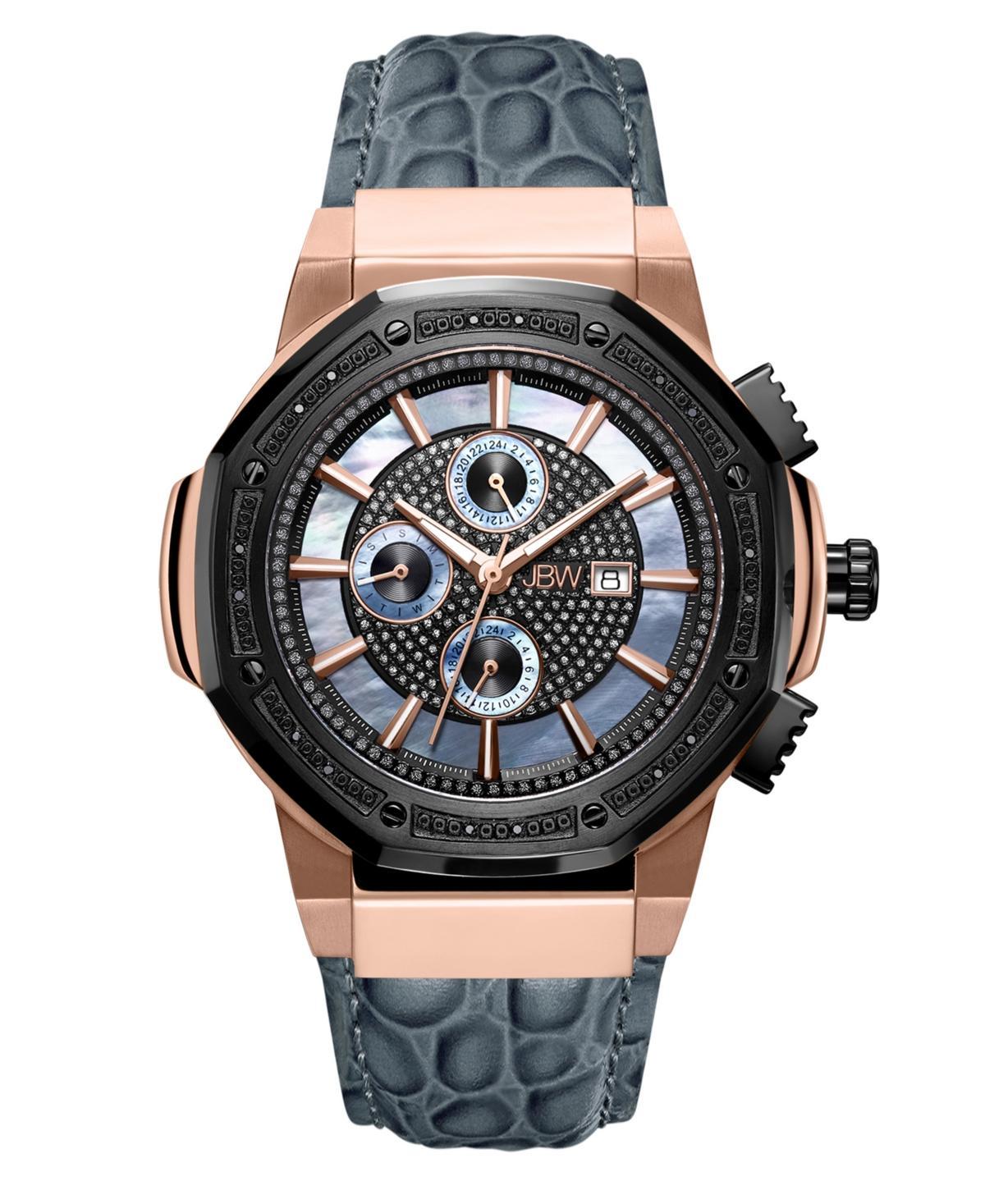 Men's JBW Saxon 1/6 CT. T.w. Diamond 18K Rose Gold Plate Strap Watch with Black Dial (Jb-6101L-10C) Product Image