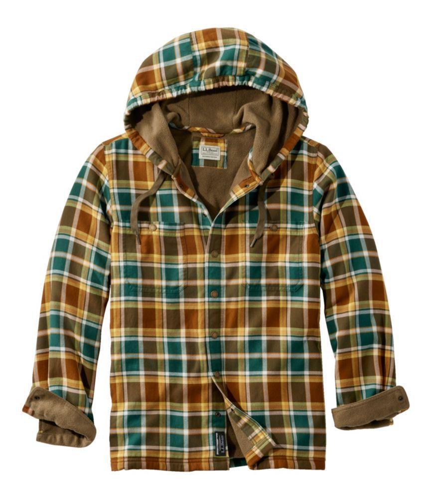 
                            Men's Fleece-Lined Flannel Shirt, Hooded Snap Front, Slightly Fitted
                         Product Image