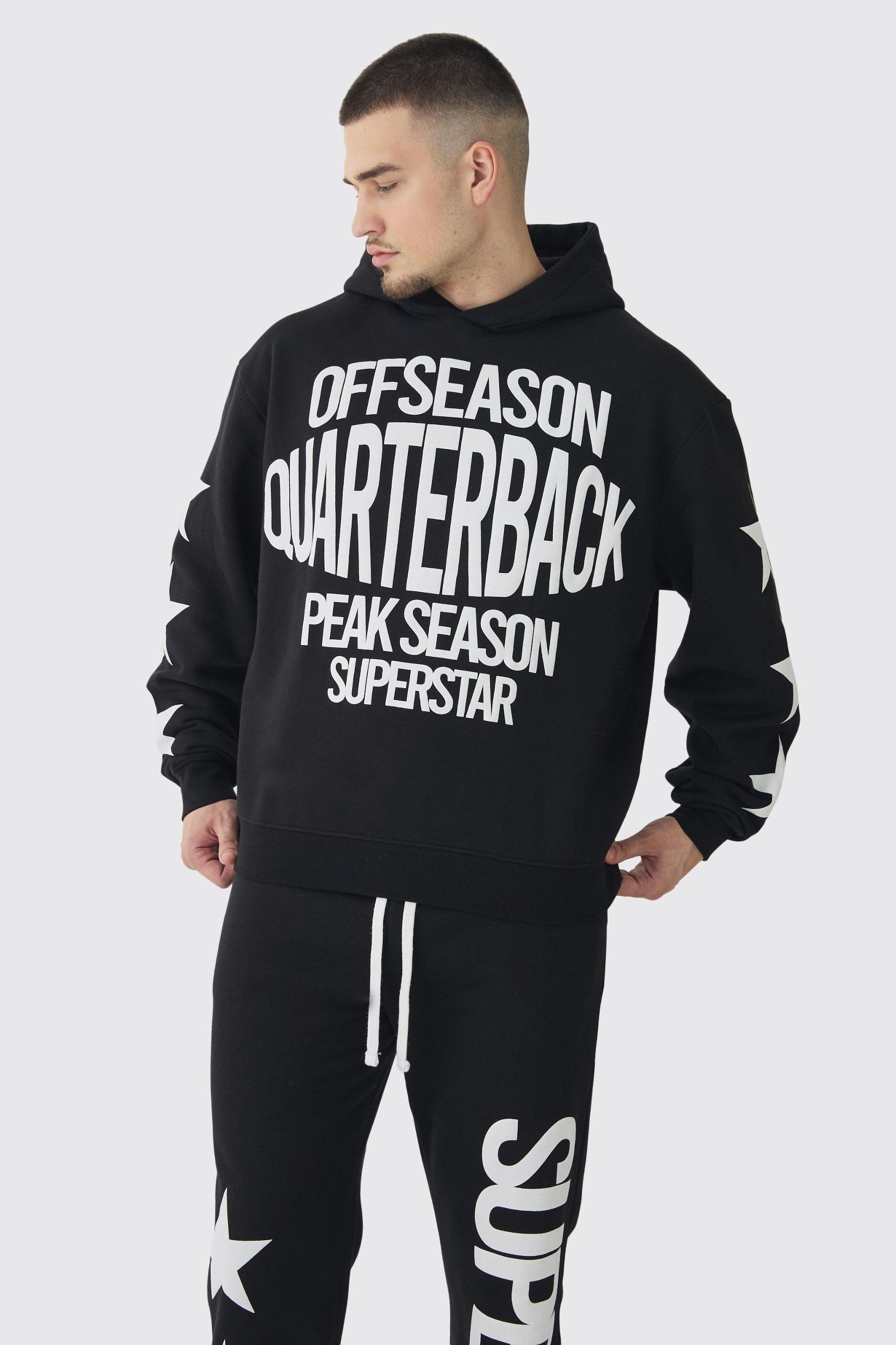 Tall Oversized Boxy Off Season Puff Printed Hooded Tracksuit | boohooMAN USA Product Image