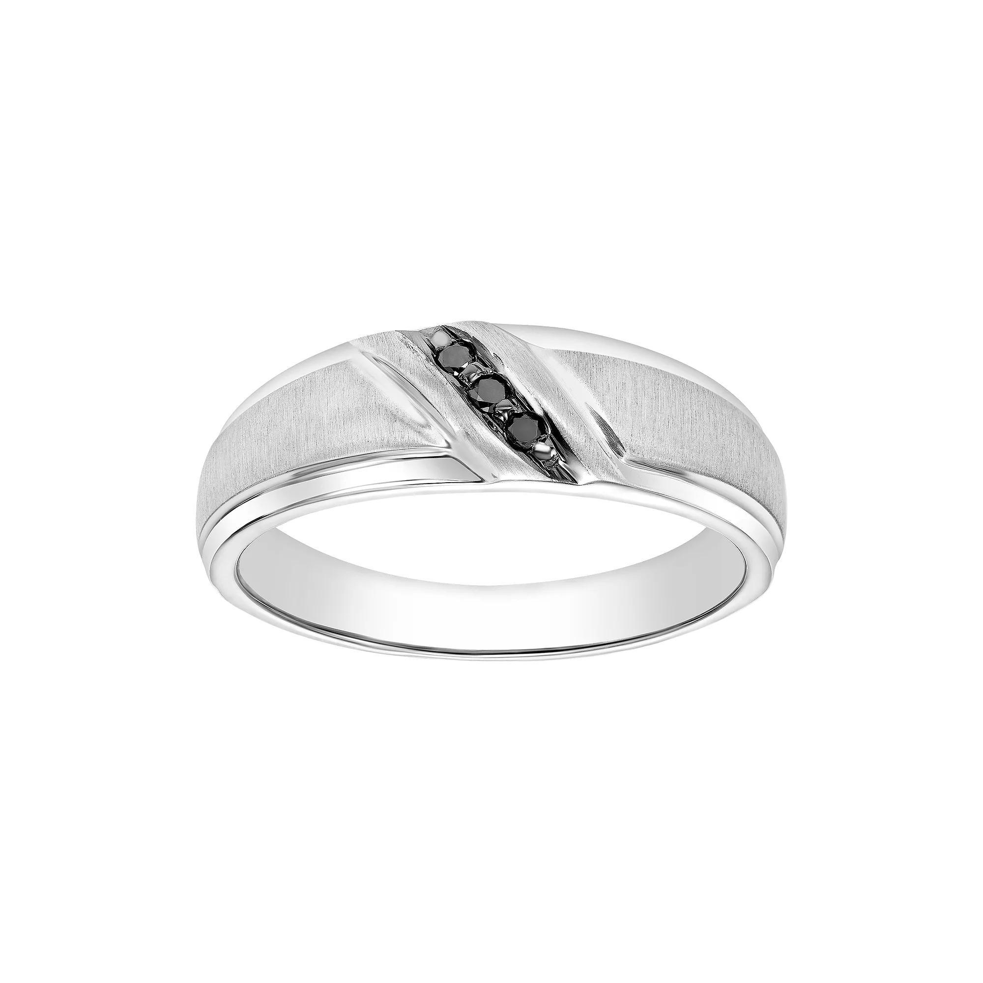 AXL Men's 10k White Gold Diamond Accent T.W. Black Diamond Channel Ring, Size: 11, 10k Whgold Product Image