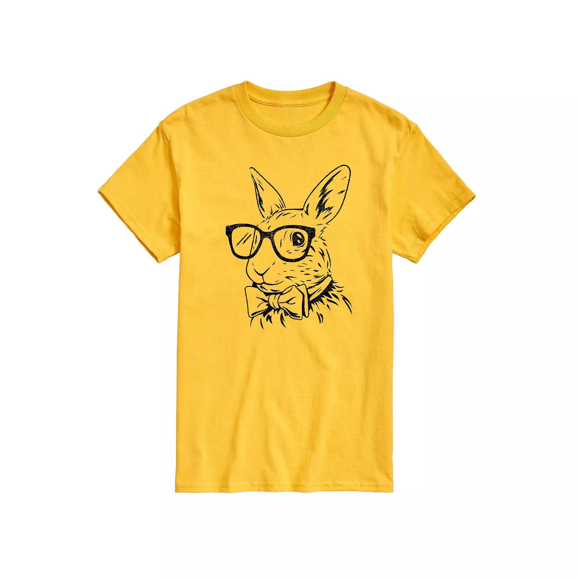 Men's Bunny Bow Tie Graphic Tee, Size: Medium, Grey Gray Product Image