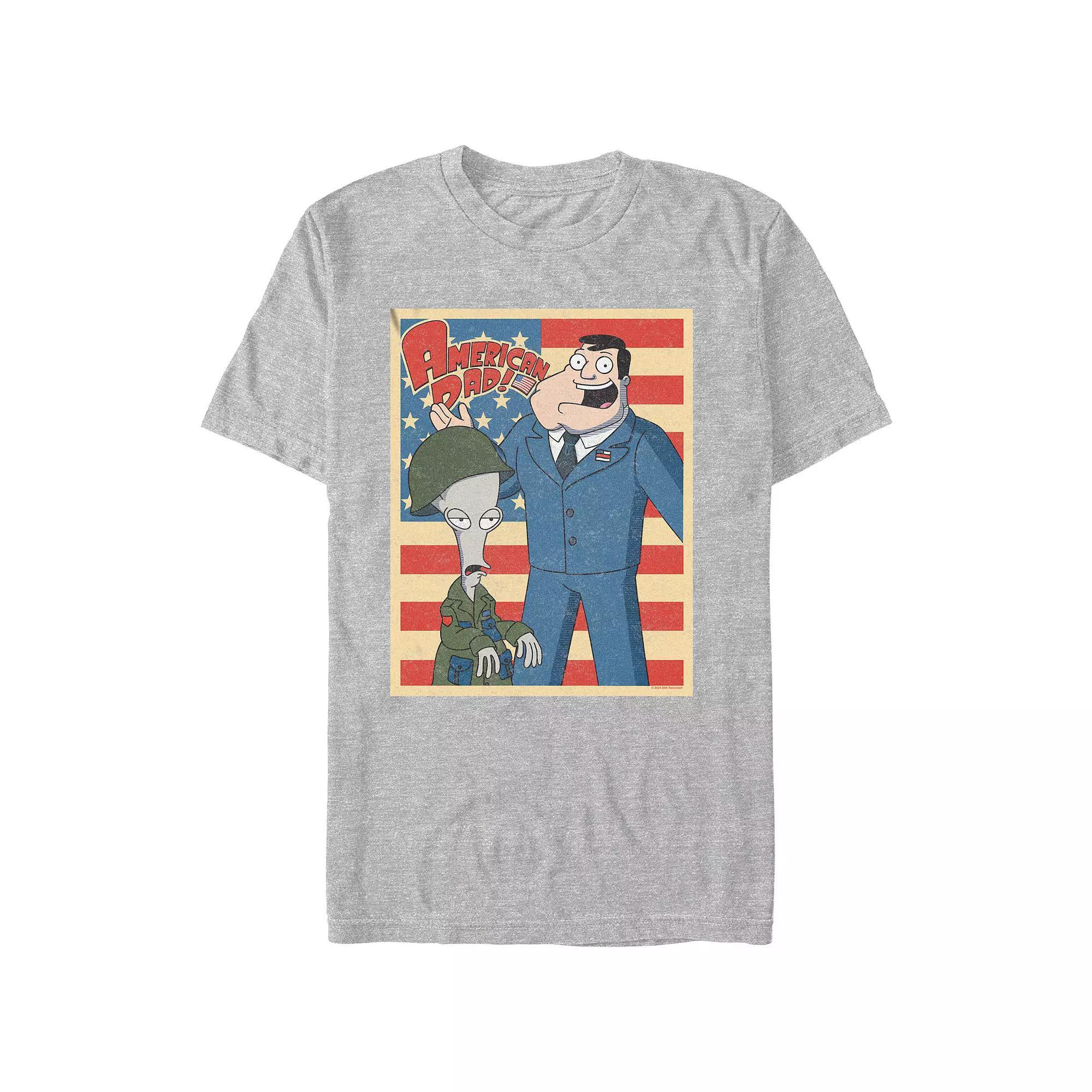 Men's American Dad Enlisted Stamp Graphic Tee, Size: Small, Athletic Grey Product Image