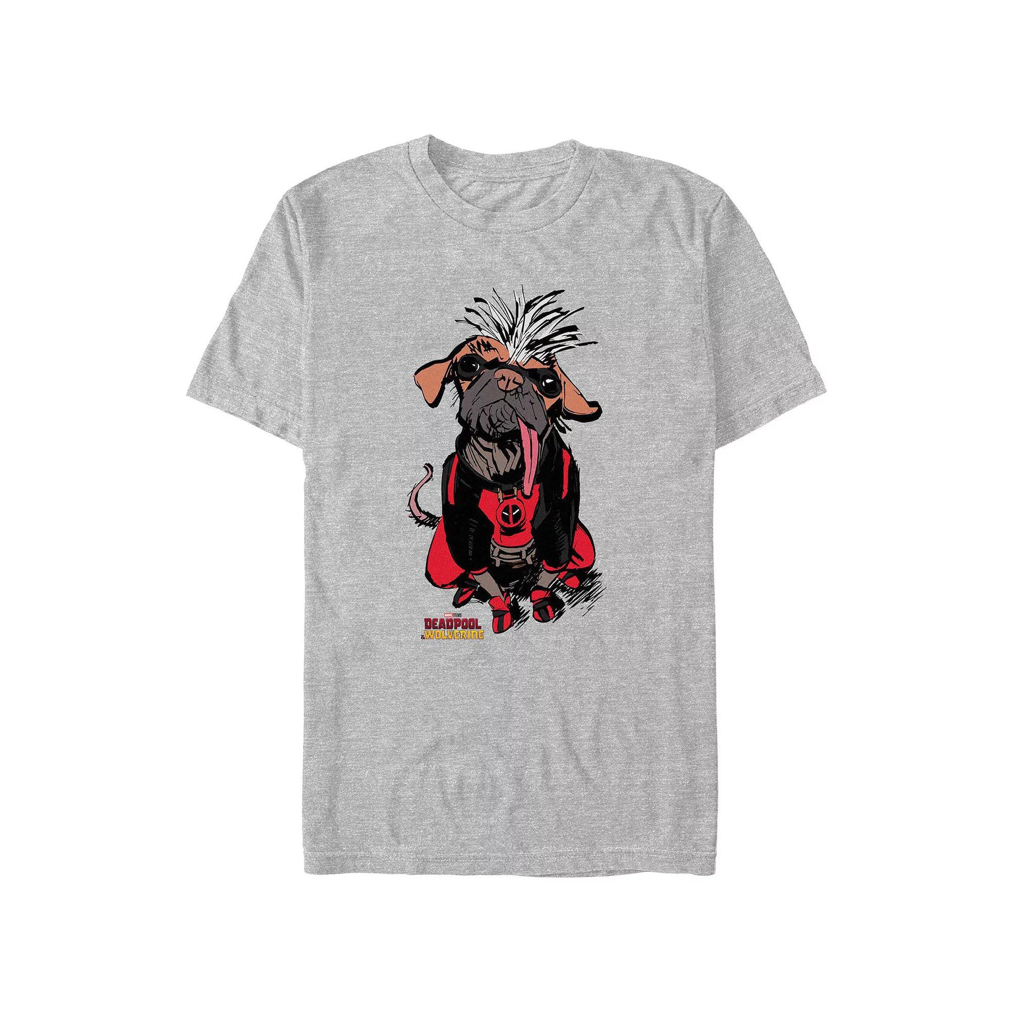 Men's Deadpool And Wolverine Dogpool Cute Sketch Graphic Tee, Size: XL, Athletic Grey Product Image