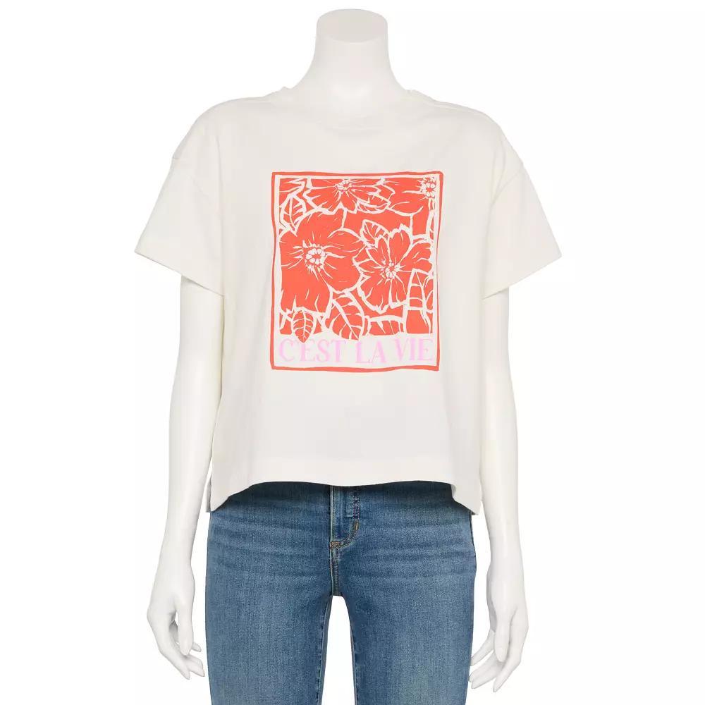 Women's Sonoma Goods For Life® Adaptive Boxy T-Shirt, Size: Large, Red Floral Graphic Product Image