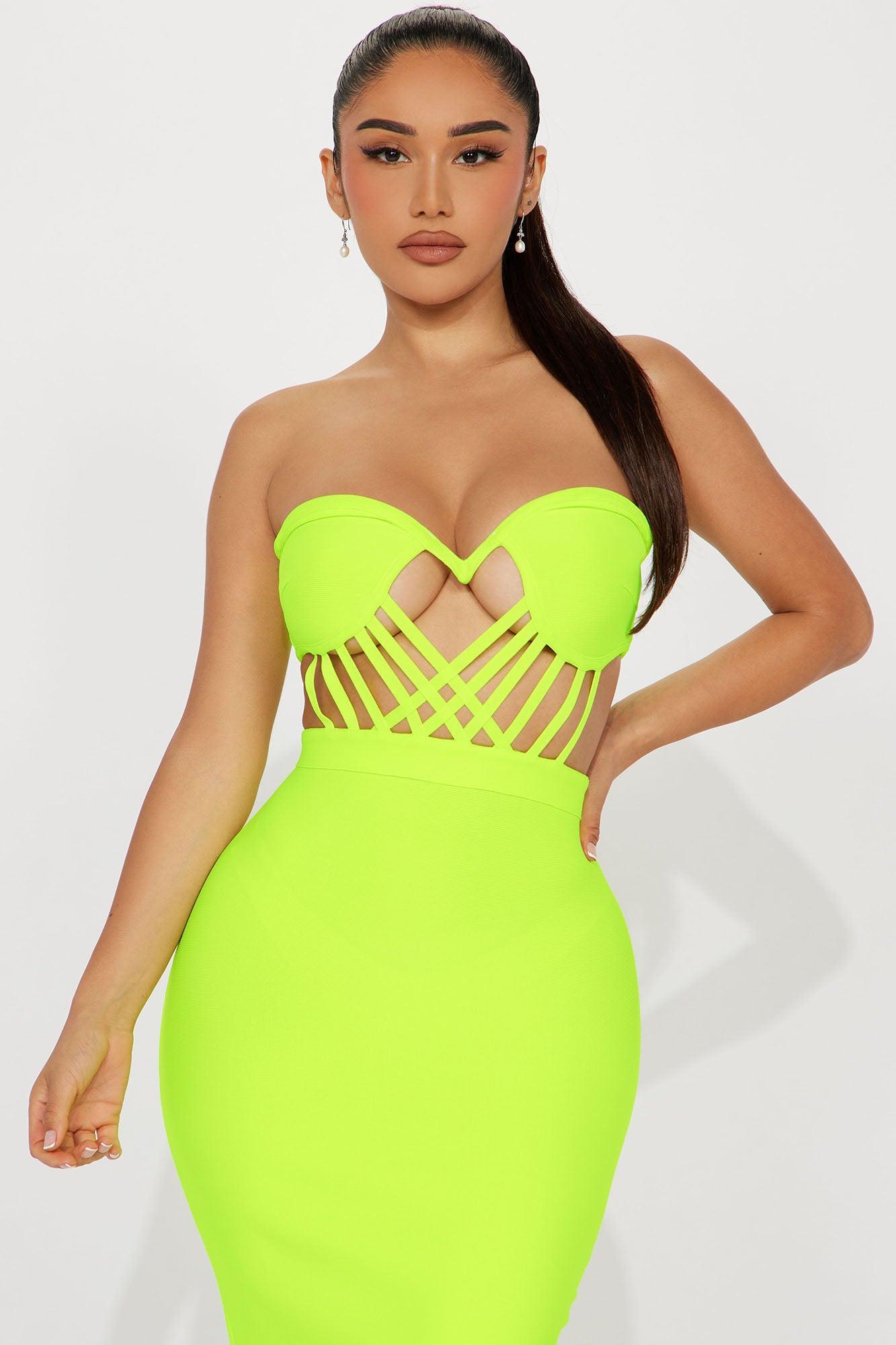 Gianna Bandage Midi Dress - Lime Product Image
