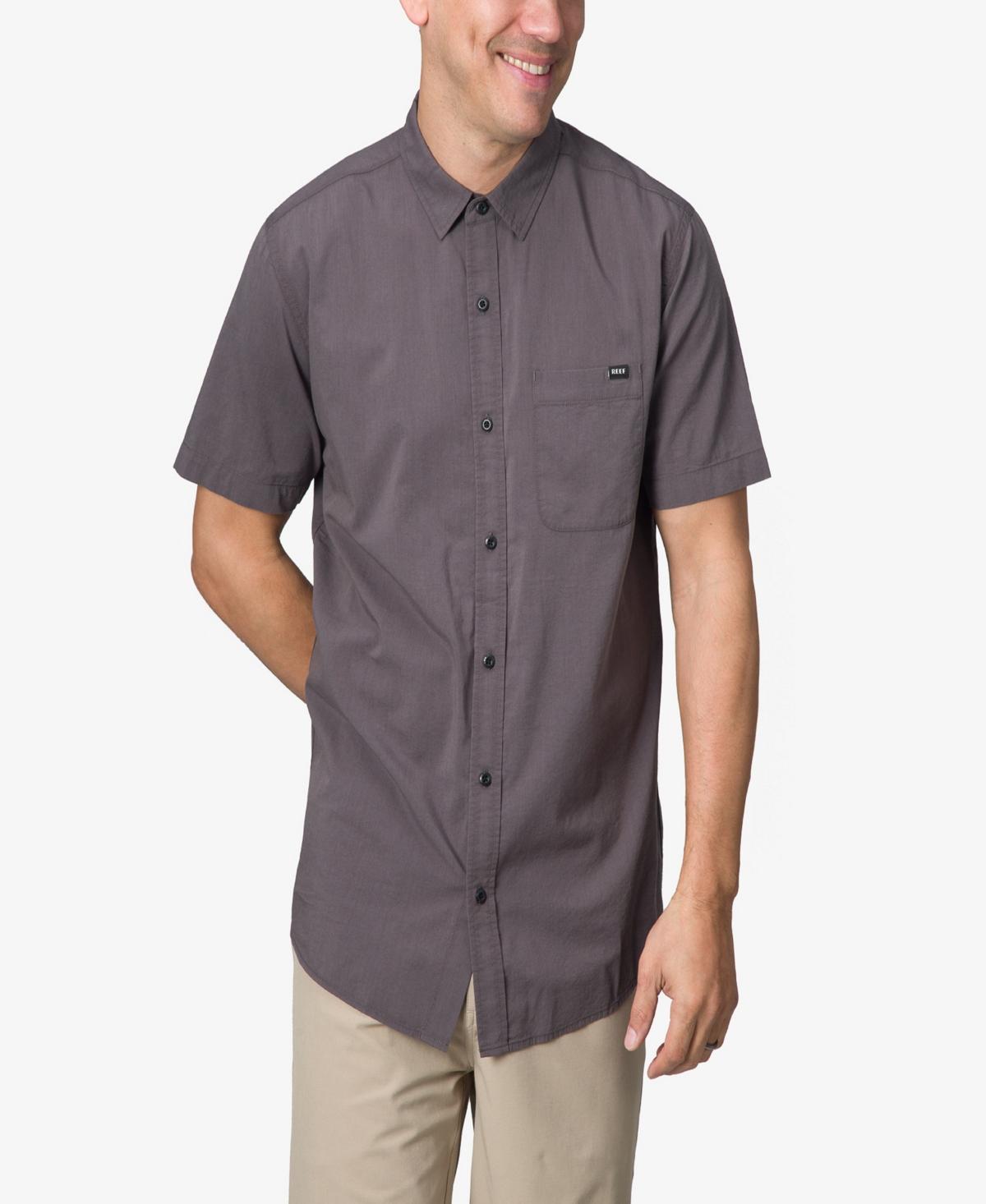 Mens REEF Short Sleeve Button-Down Shirt Light Green Product Image