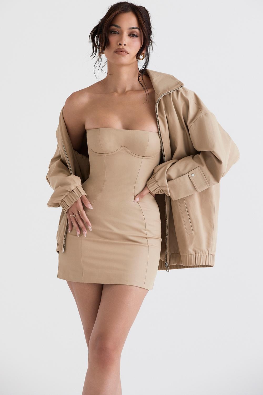 Cami Taupe Oversized Track Jacket Product Image