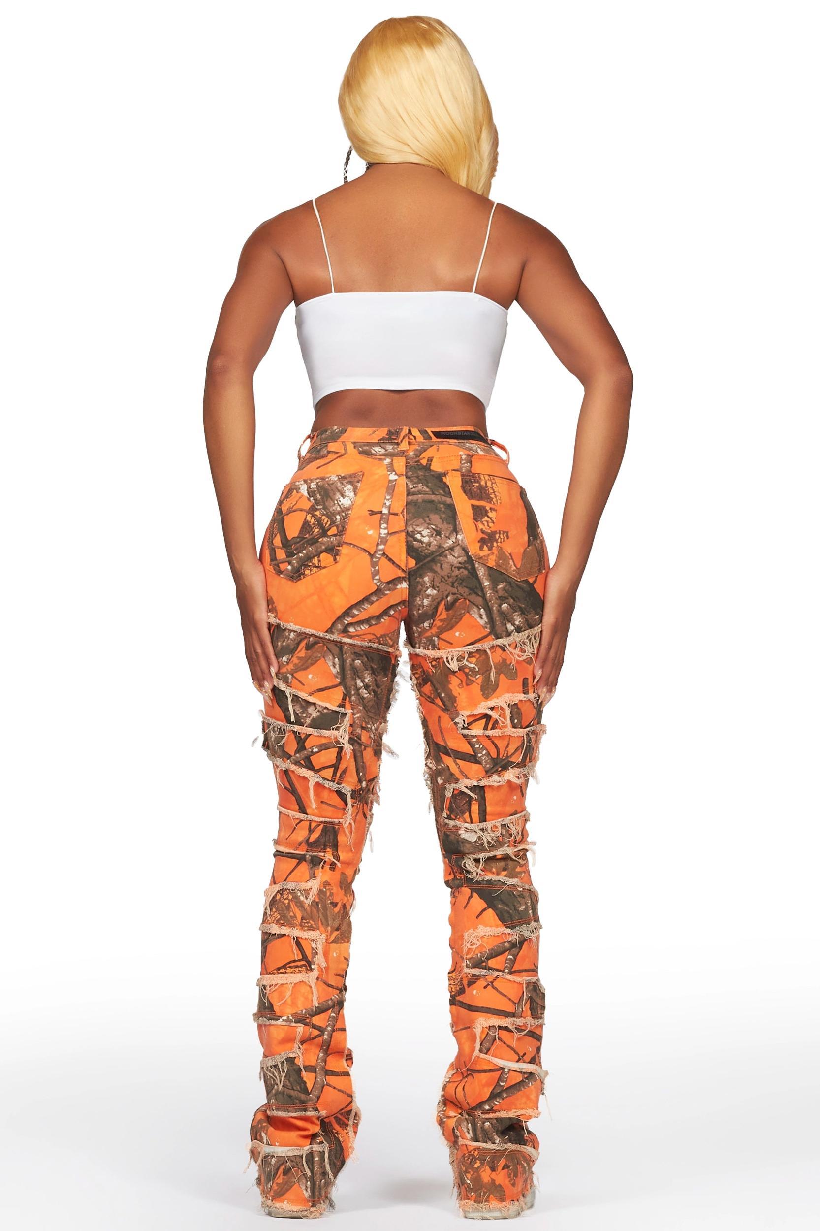 Zariyah Orange Tree Camo Stacked Flare Jean Female Product Image