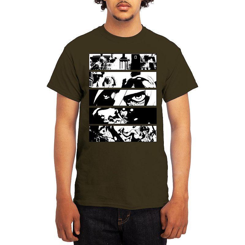 Men's Attack on Titan Black & White Battle Layout Tee, Size: XXL, Grey Red Product Image