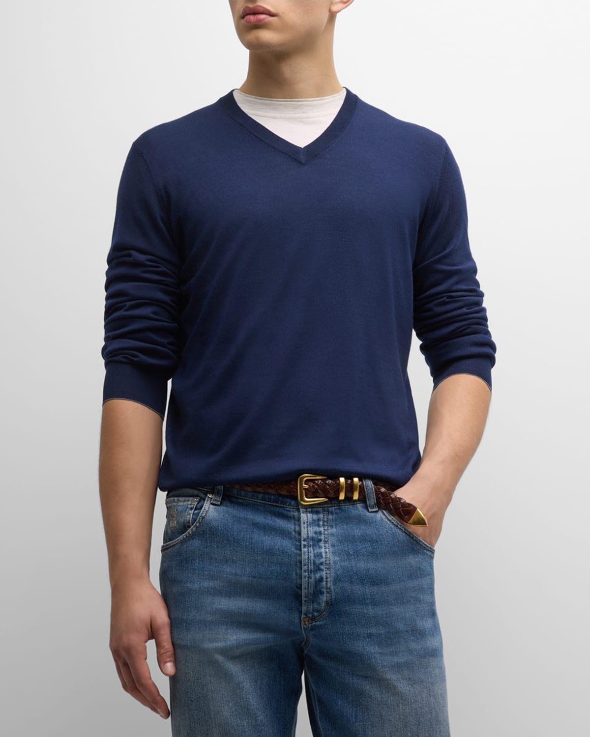 Men's Wool-Cashmere V-Neck Sweater Product Image