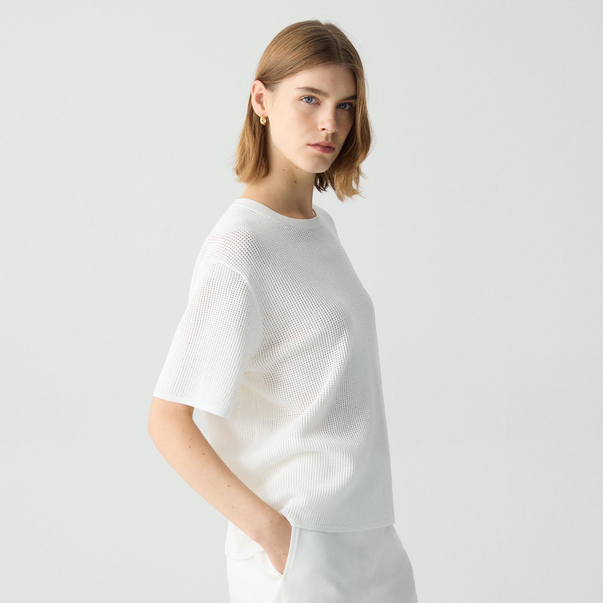 Crepe Knit Pointelle Tee | Theory   Product Image
