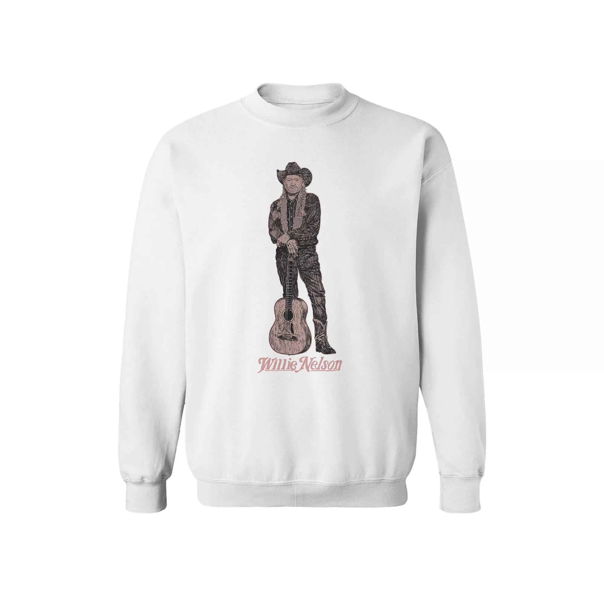 Junior's Willie Nelson Master Pose Graphic Fleece Sweatshirt, Women's, Size: Large, White Product Image