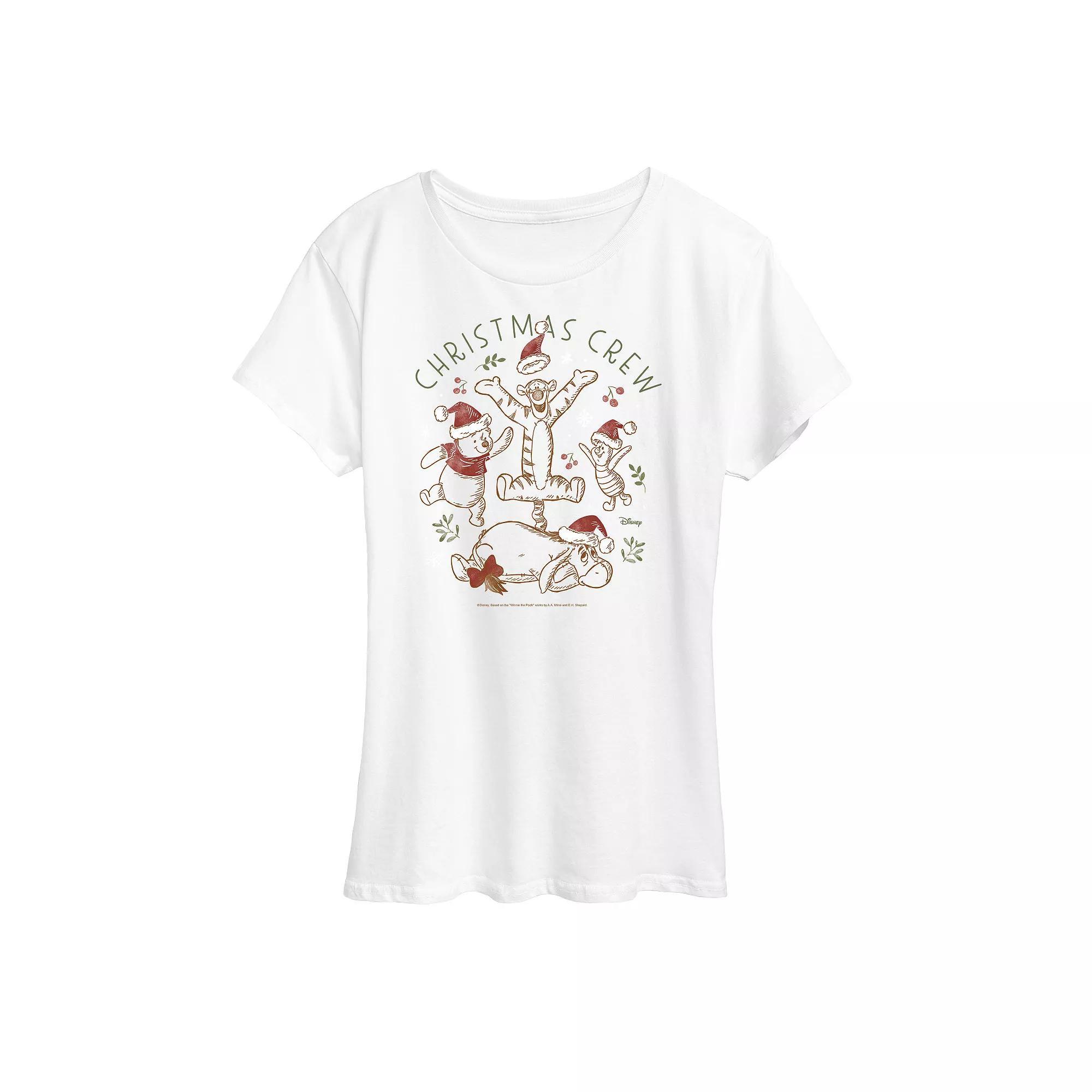 Disney's Winnie The Pooh Women's Christmas Crew Graphic Tee, Girl's, Size: XL, White Product Image