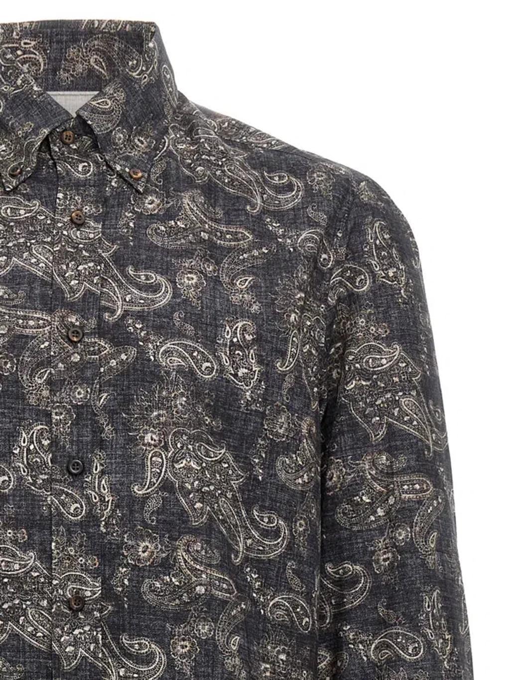 BRUNELLO CUCINELLI Paisley Shirt In Blue Product Image