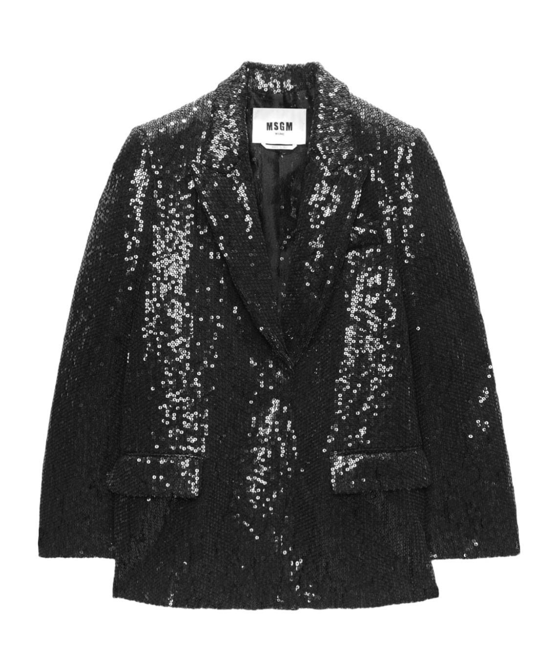 MSGM Sequin-embellished Single-breasted Blazer In Black Product Image