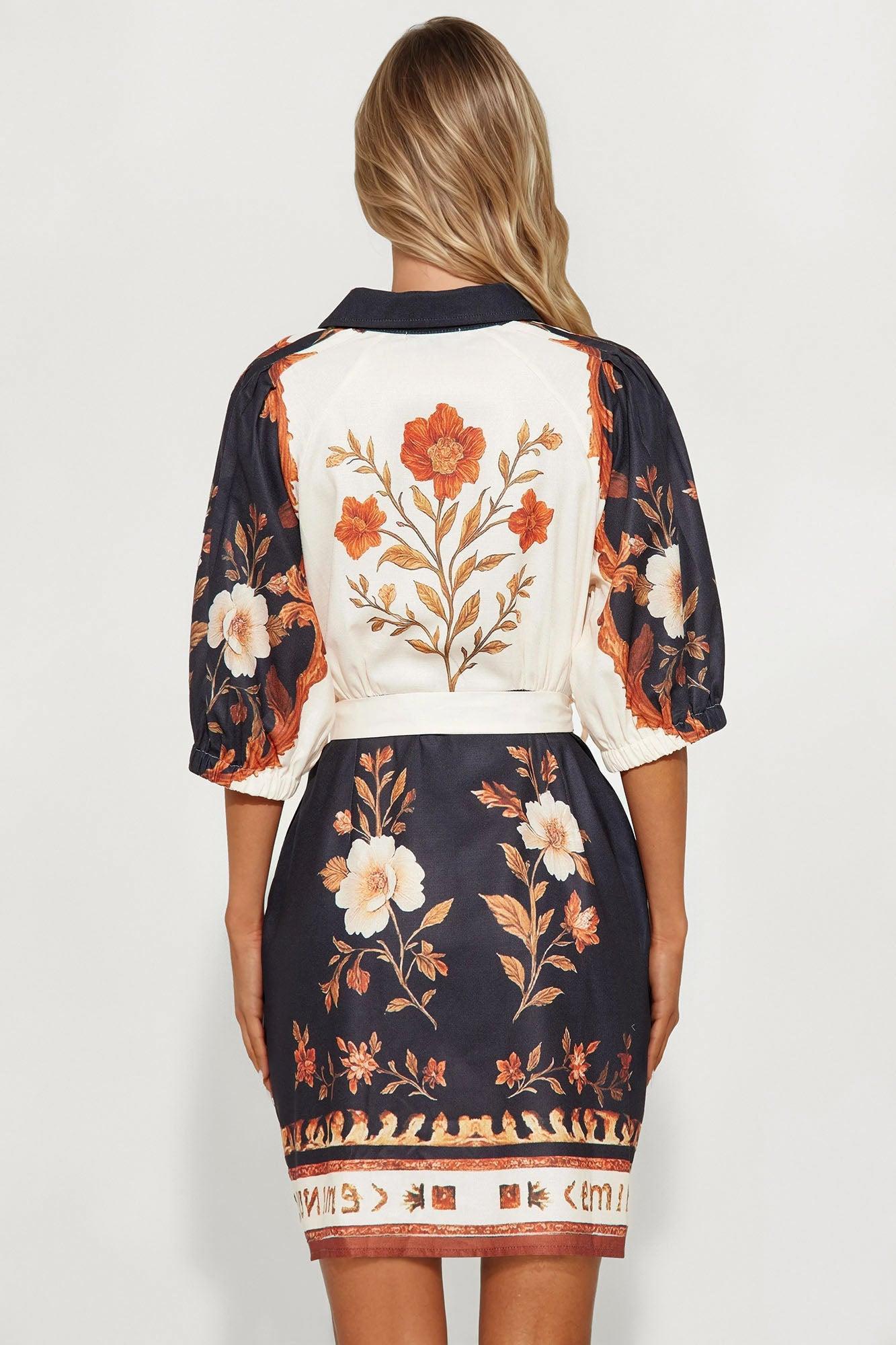 Kendall Floral Shirt Mini Dress - Black/combo Product Image