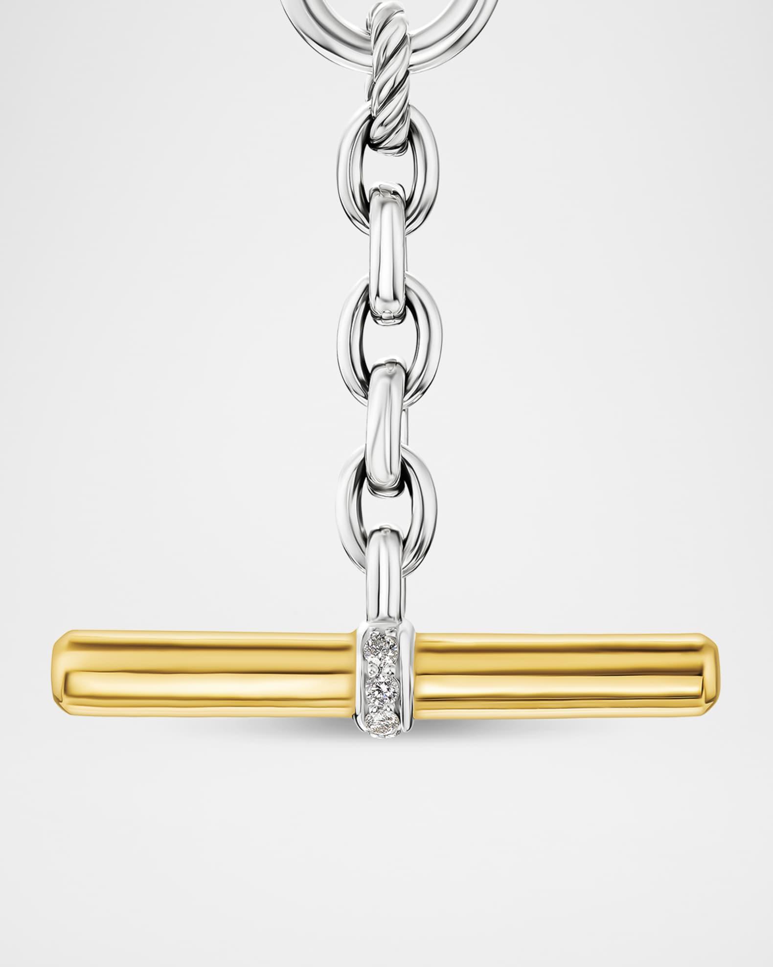 DY Mercer Petite Toggle Necklace with Diamonds and 18K Gold in Silver, 5mm Product Image