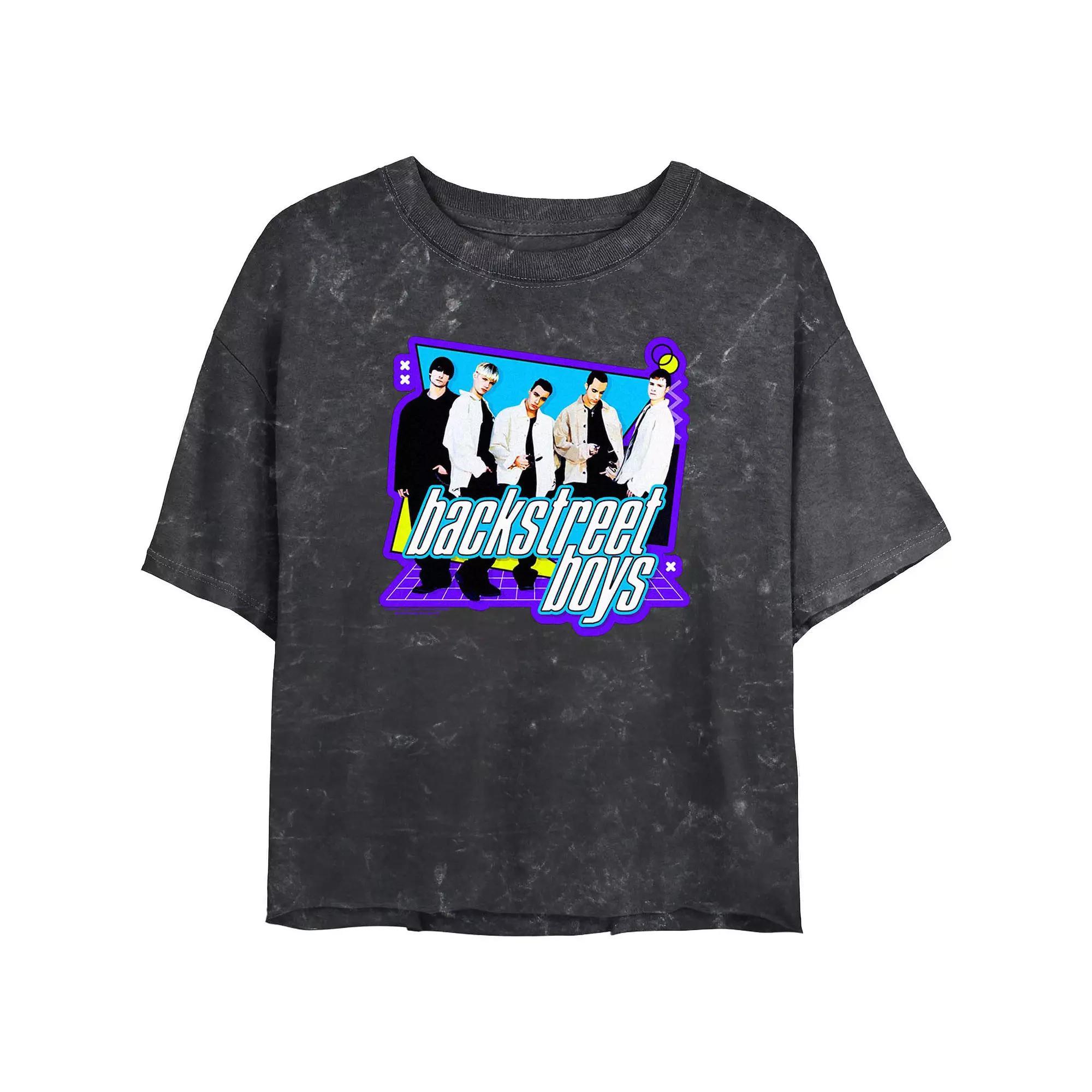 Juniors Backstreet Boys 90s Style Crop Top Mineral Wash Graphic Tee, Womens Product Image