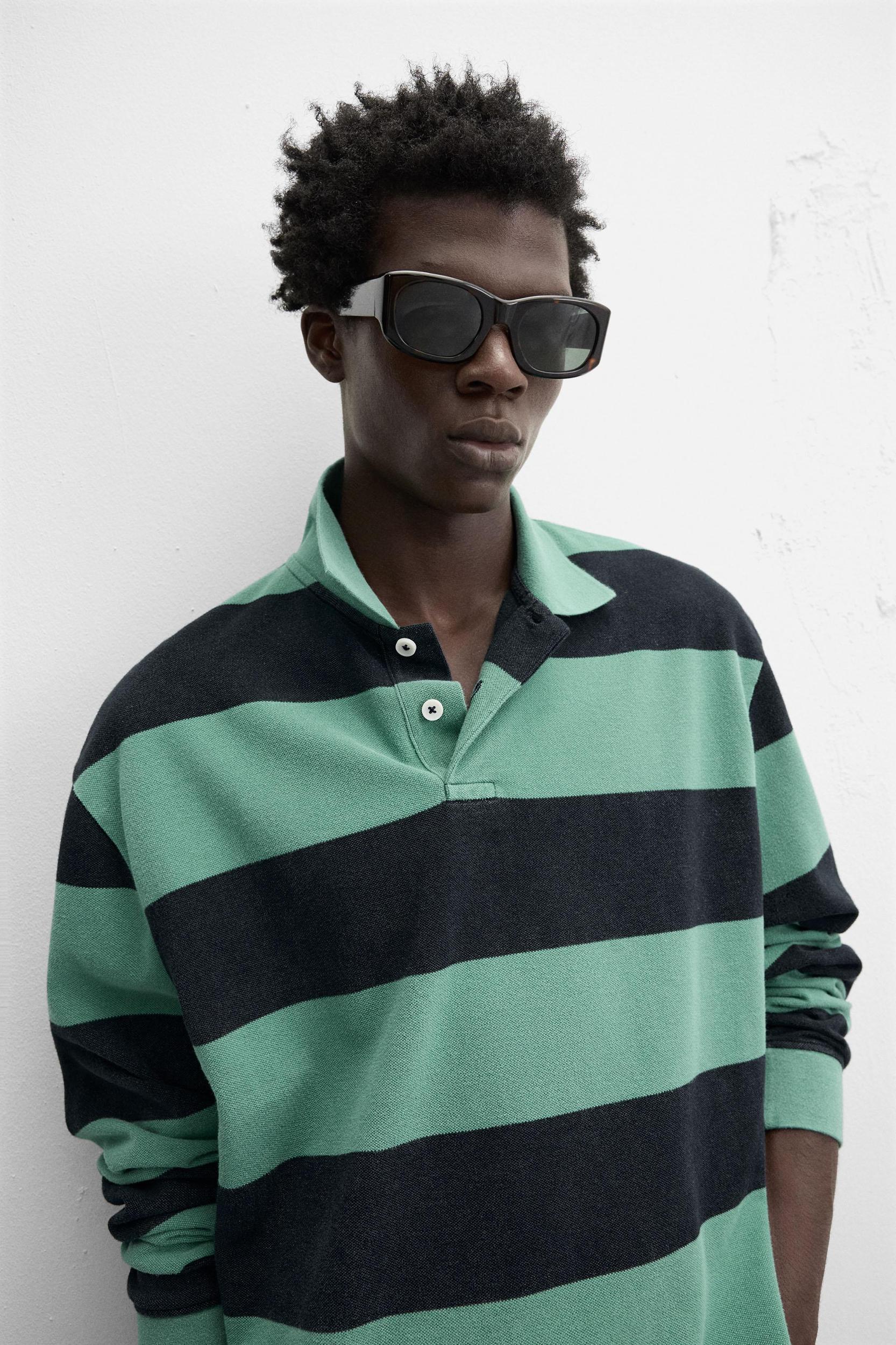 STRIPED WASHED POLO SHIRT Product Image