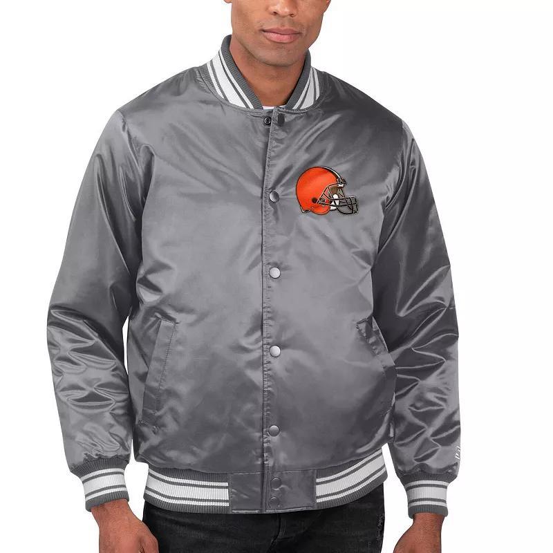 Men's Starter Heather Charcoal Cleveland Browns Locker Room Satin Varsity Full-Snap Jacket, Size: Medium, Grey Product Image