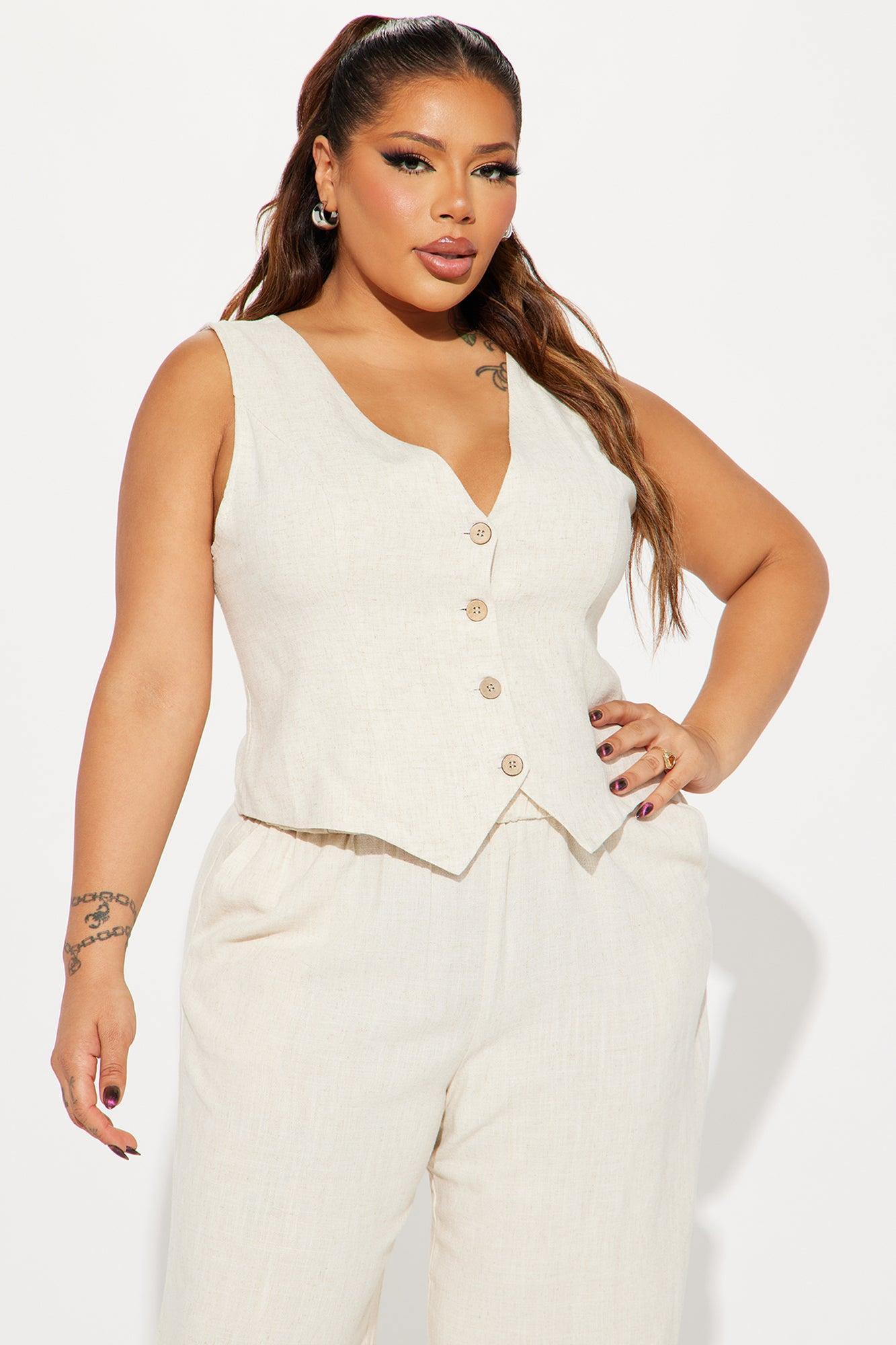 Better Off Linen Pant Set - Khaki Product Image