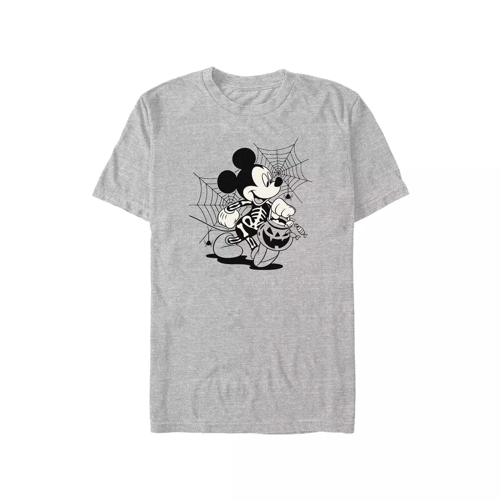 Disney's Mickey Mouse Skeleton Costume Trick Or Treating Men's Graphic Tee, Size: Large Tall, Athletic Grey Product Image