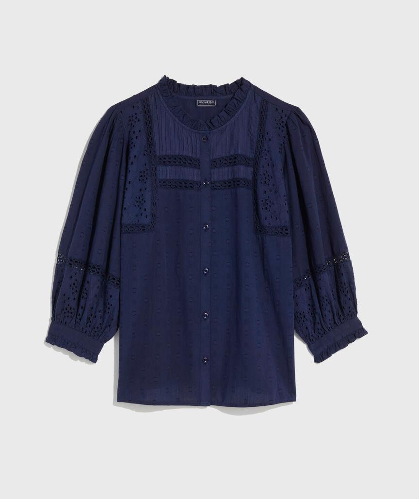 Eyelet Long-Sleeve Top Product Image
