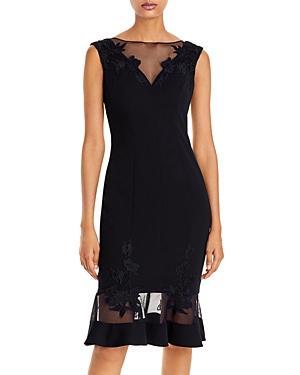 Aidan Mattox Scuba-Crepe Illusion Dress Product Image