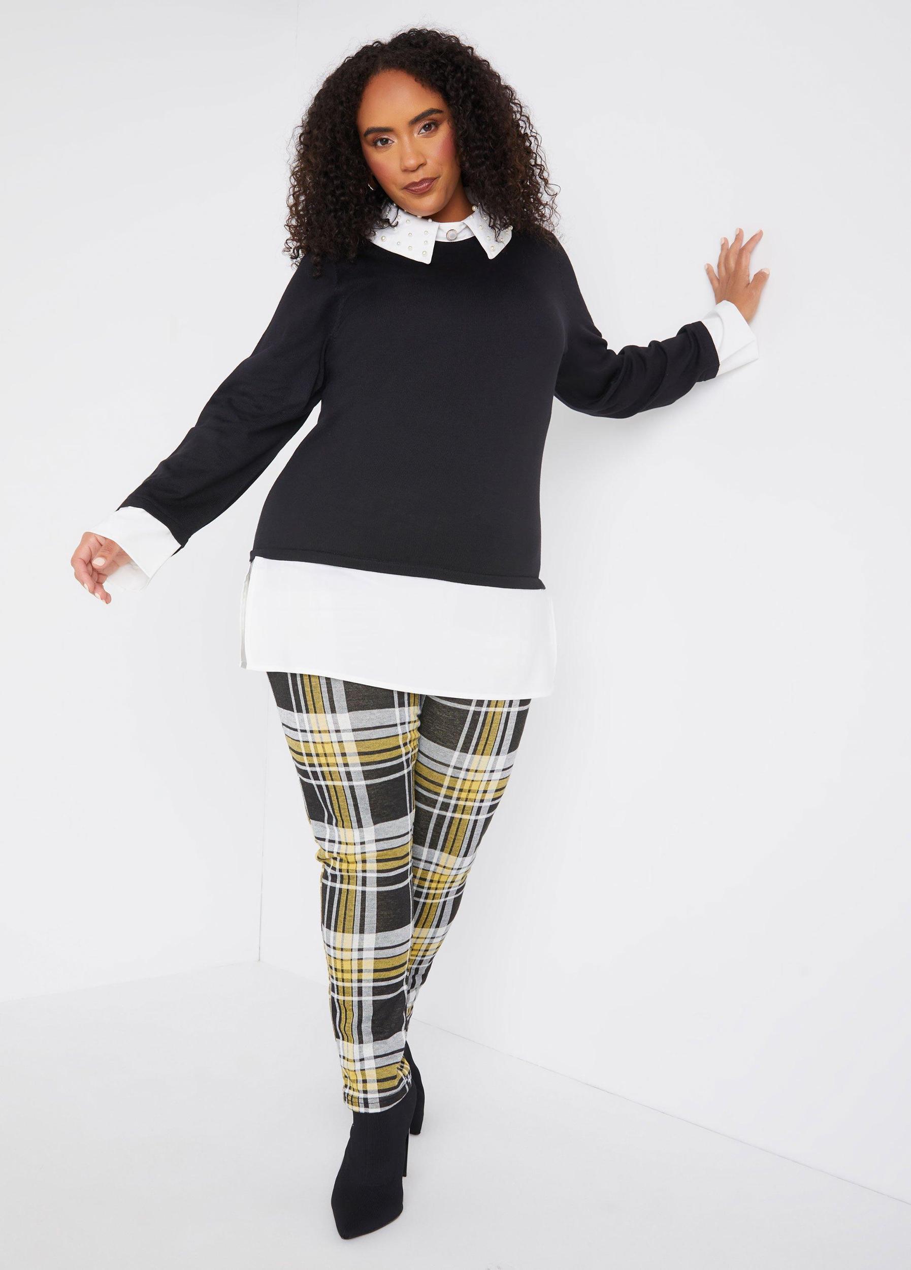 Paneled Faux Pearl Sweater Product Image