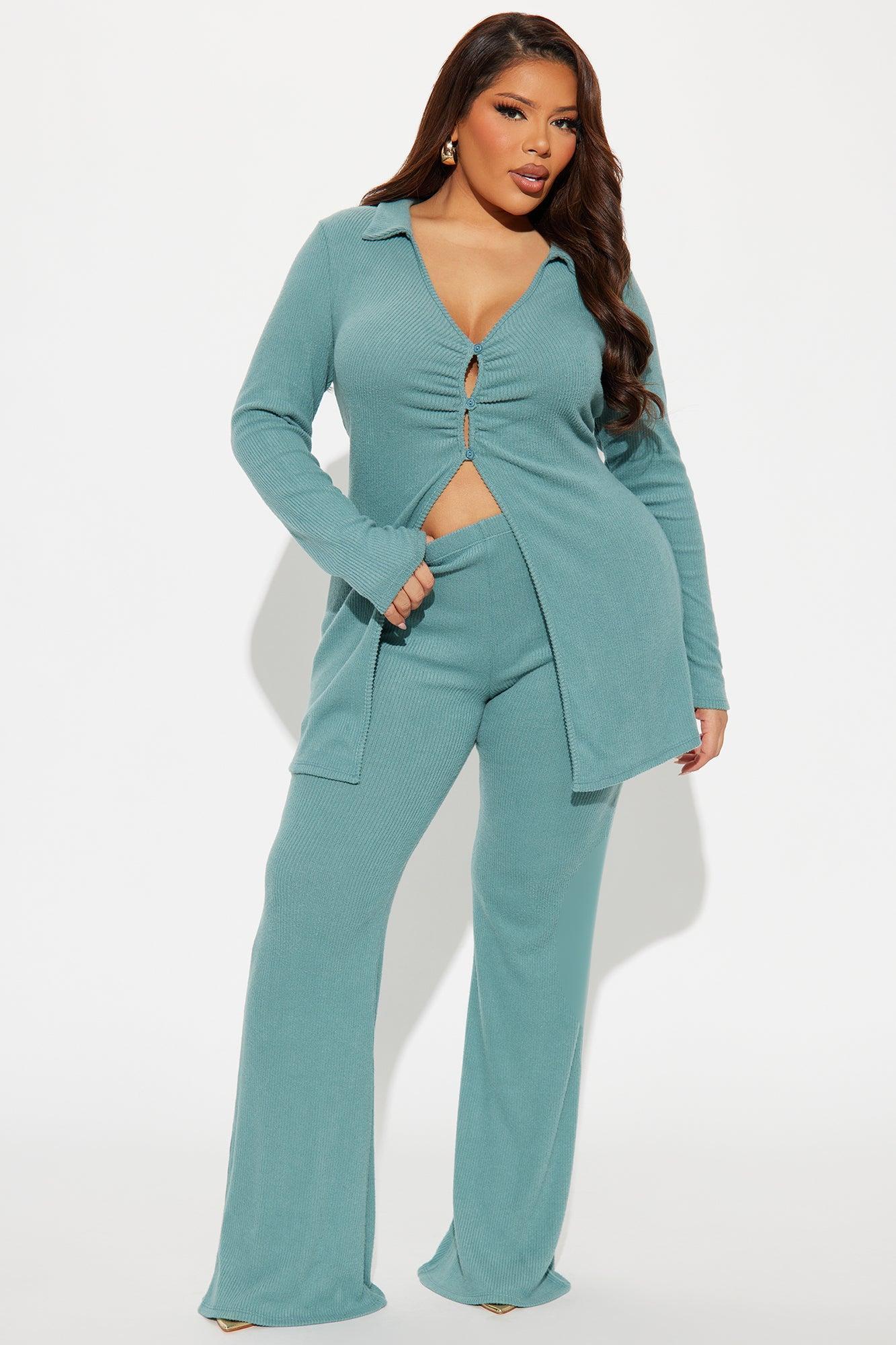 Camille Cozy Pant Set - Teal Product Image