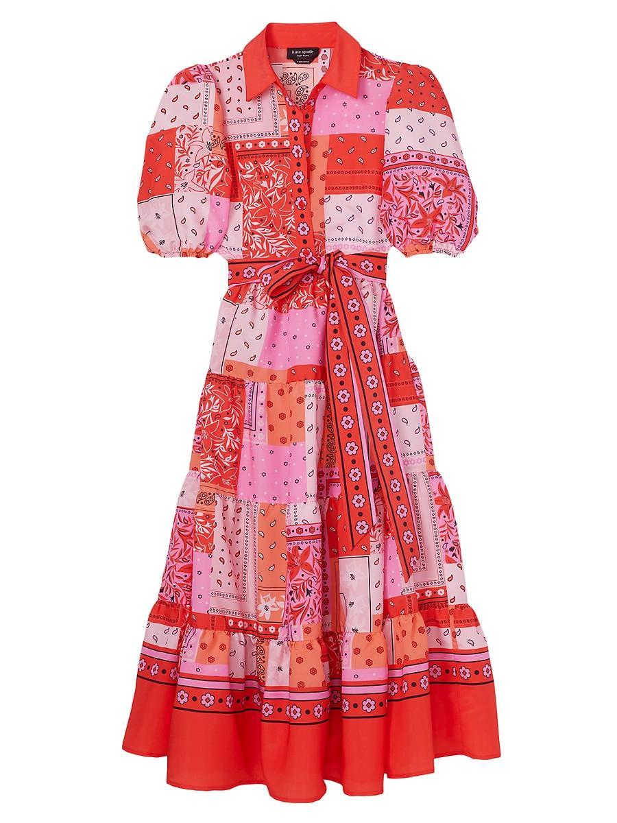 Womens Bandana Patchwork Shirtdress Product Image
