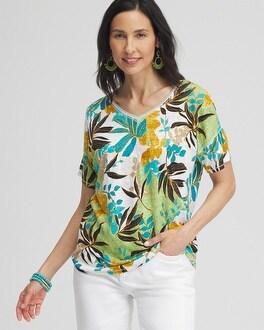 Linen Palms Sweater Trim Tee Product Image